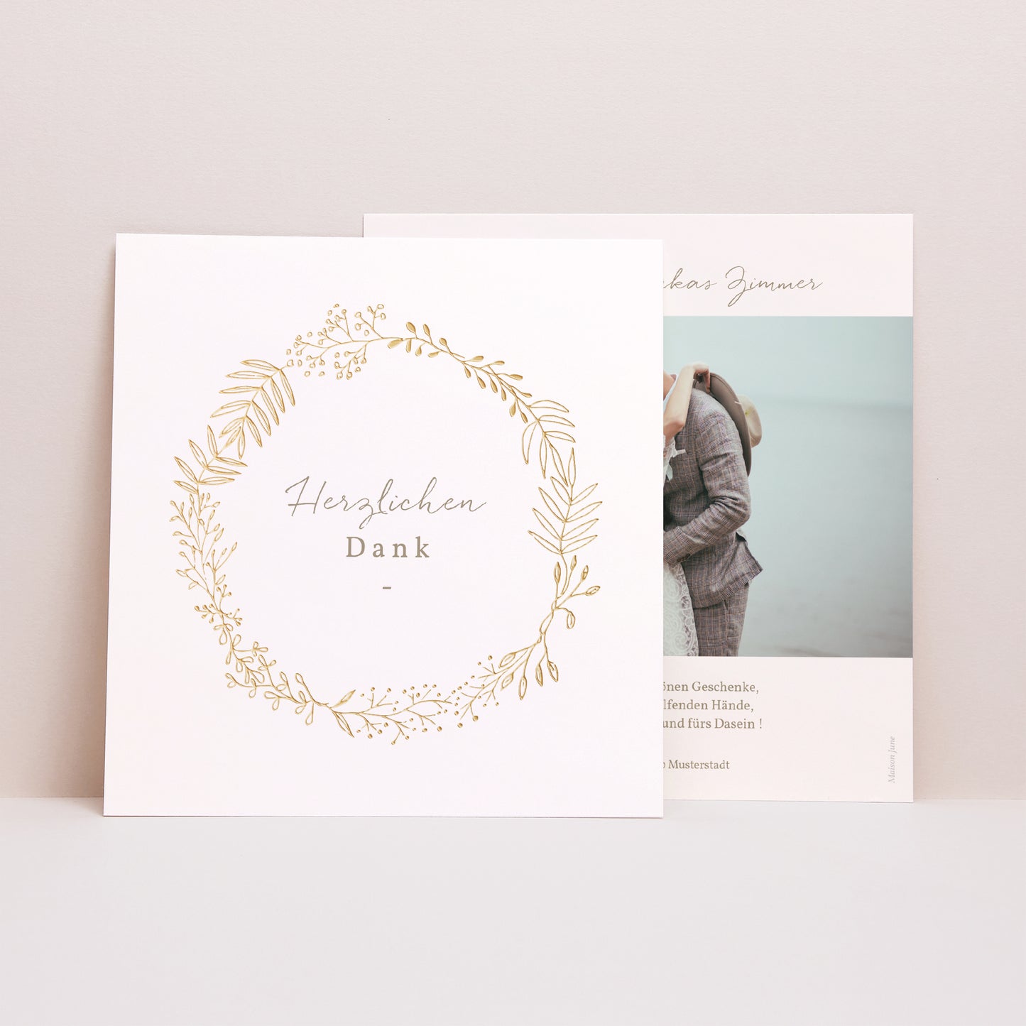 Dankeskarte Hochzeit Quadrat Goldene Krone foto N° 1