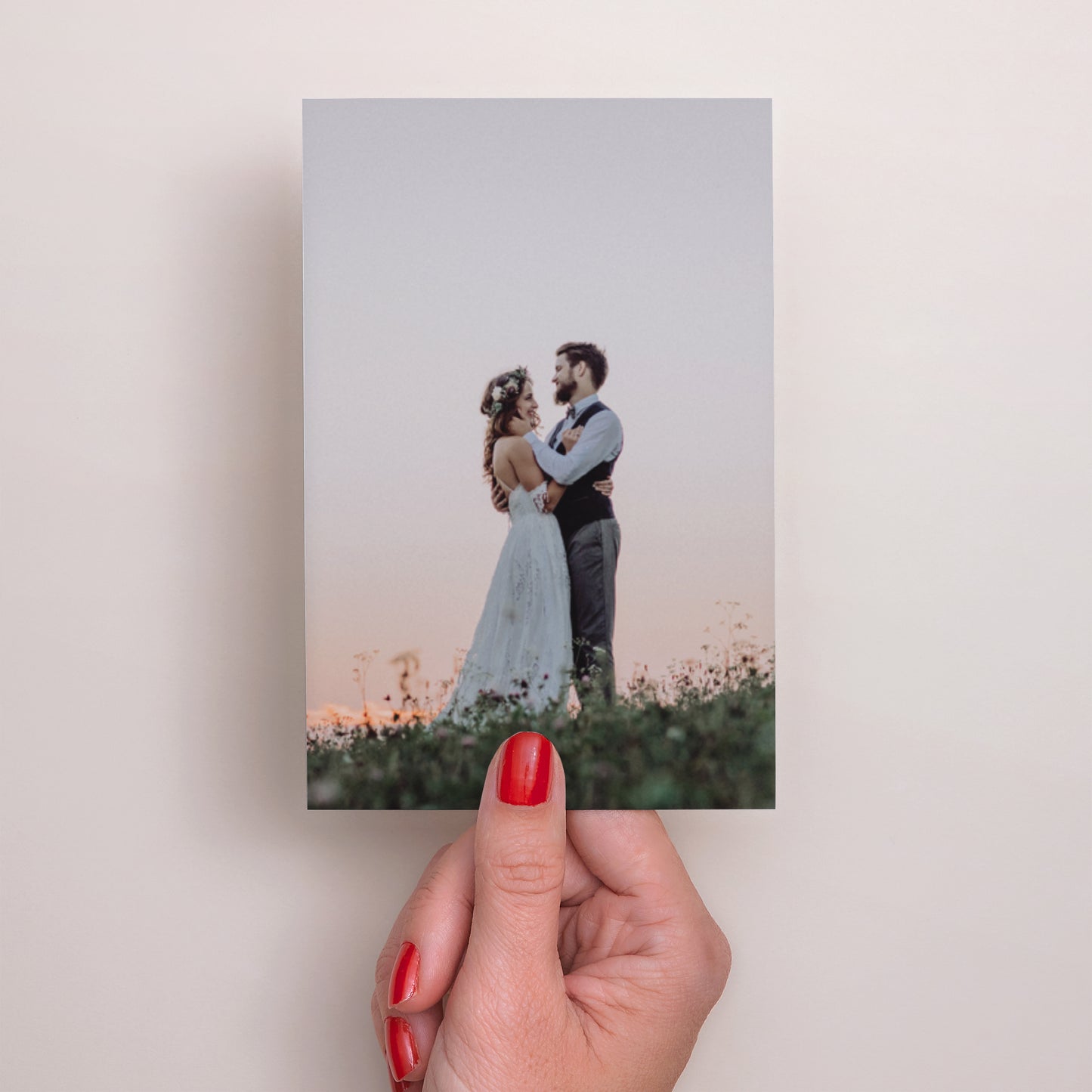 Dankeskarte Hochzeit PortraitPorträt Kranz Blumen Aquarell foto N° 2