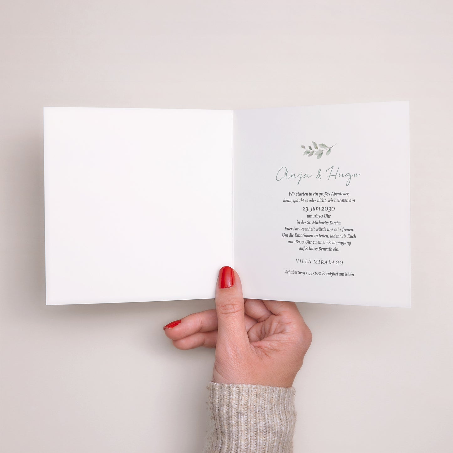 Einladungskarte Hochzeit Doppelflügiges Quadrat Floral pastell 2 foto N° 2