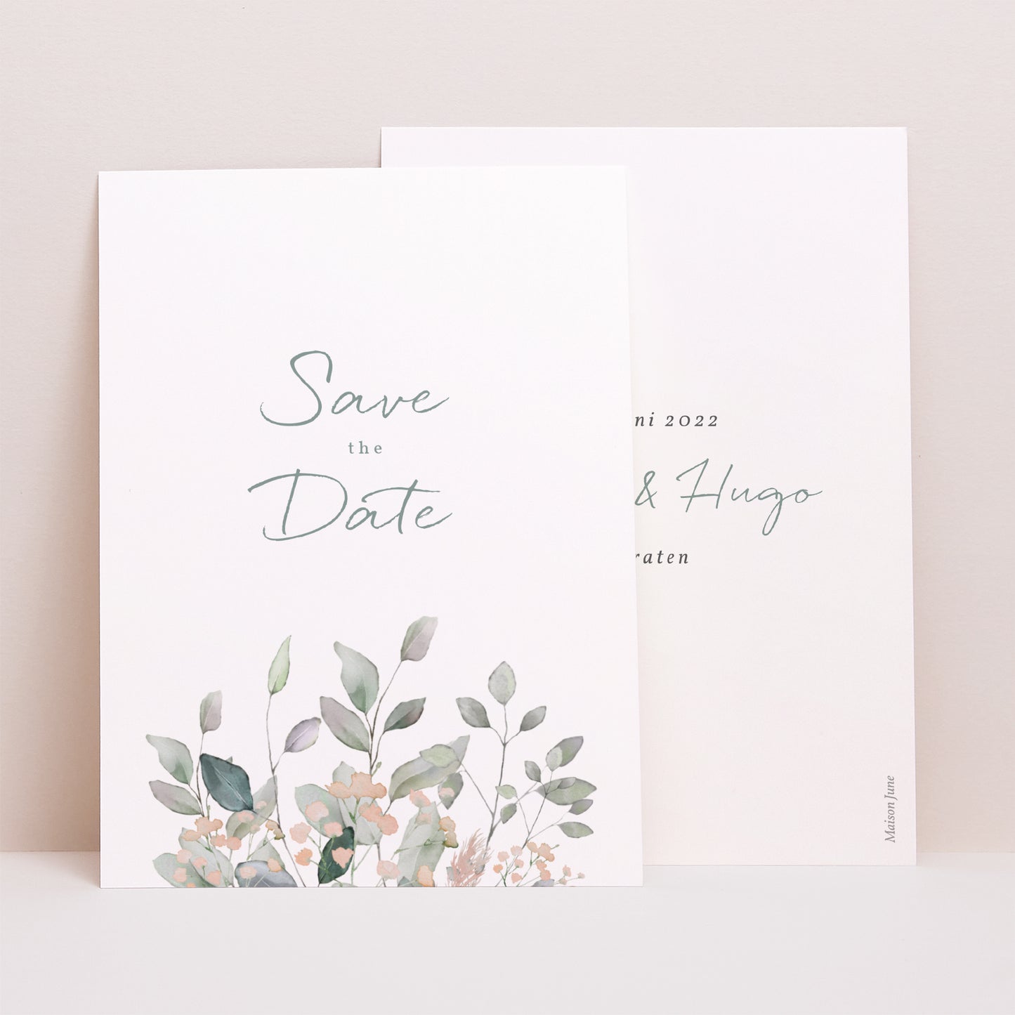 Save the date Karte Hochzeit Porträt Floral pastell foto N° 1
