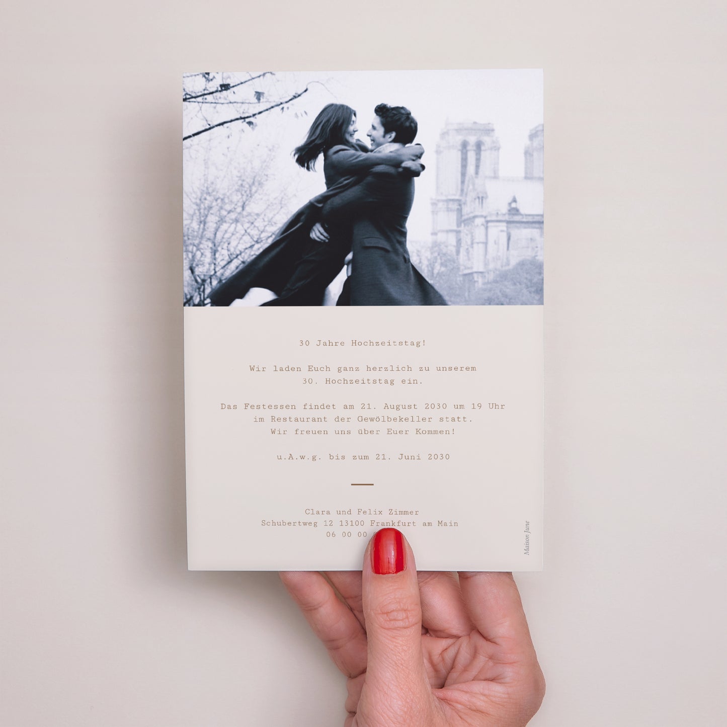 Einladungskarte Hochzeitstag Florale Silhouette II - Pfingstrose foto N° 3