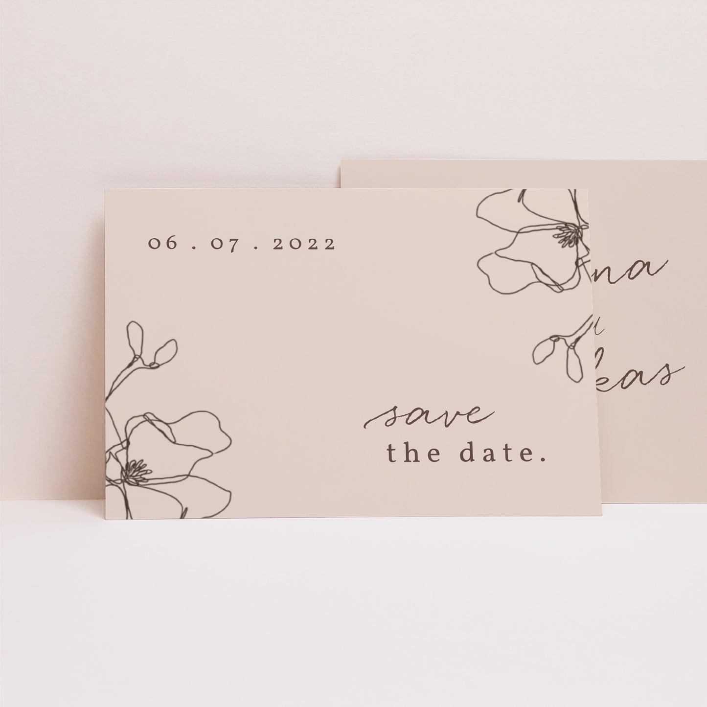 Save the date Karte Hochzeit Landschaft Blumen-Silhouette III - Kirschbaum foto N° 1