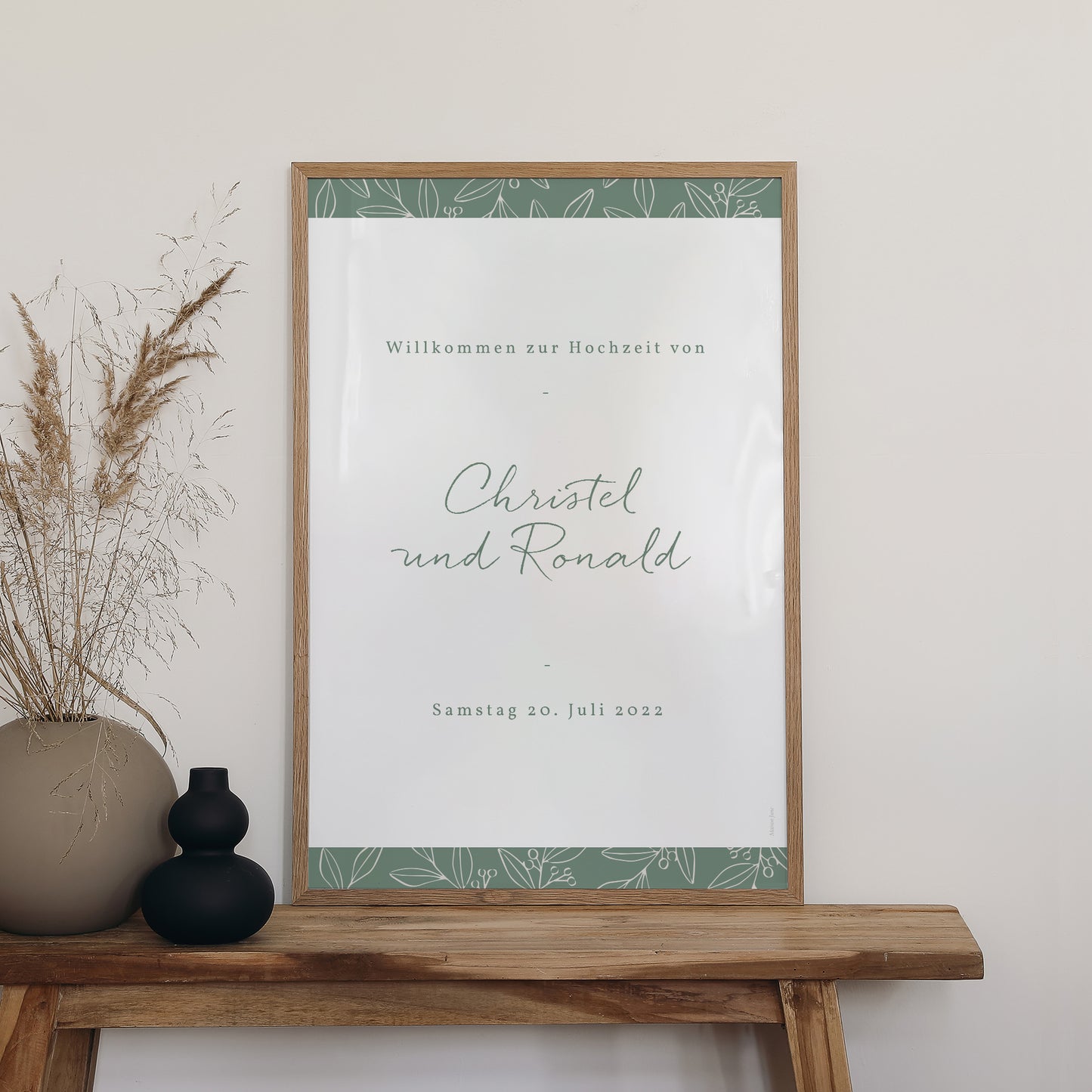 Begrüßungstafel Hochzeit Porträt 60 x 90 cm Romantischer Zweig foto N° 2