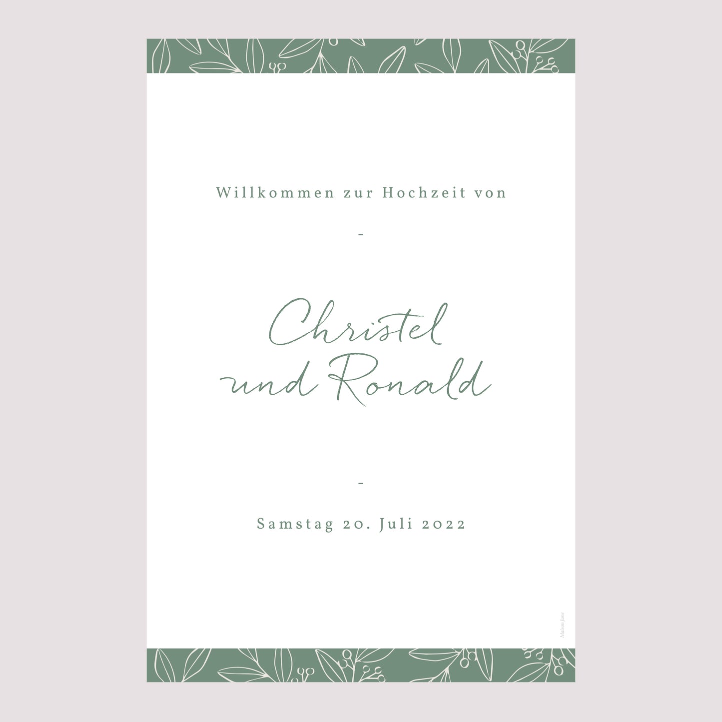 Begrüßungstafel Hochzeit Porträt 60 x 90 cm Romantischer Zweig foto N° 2