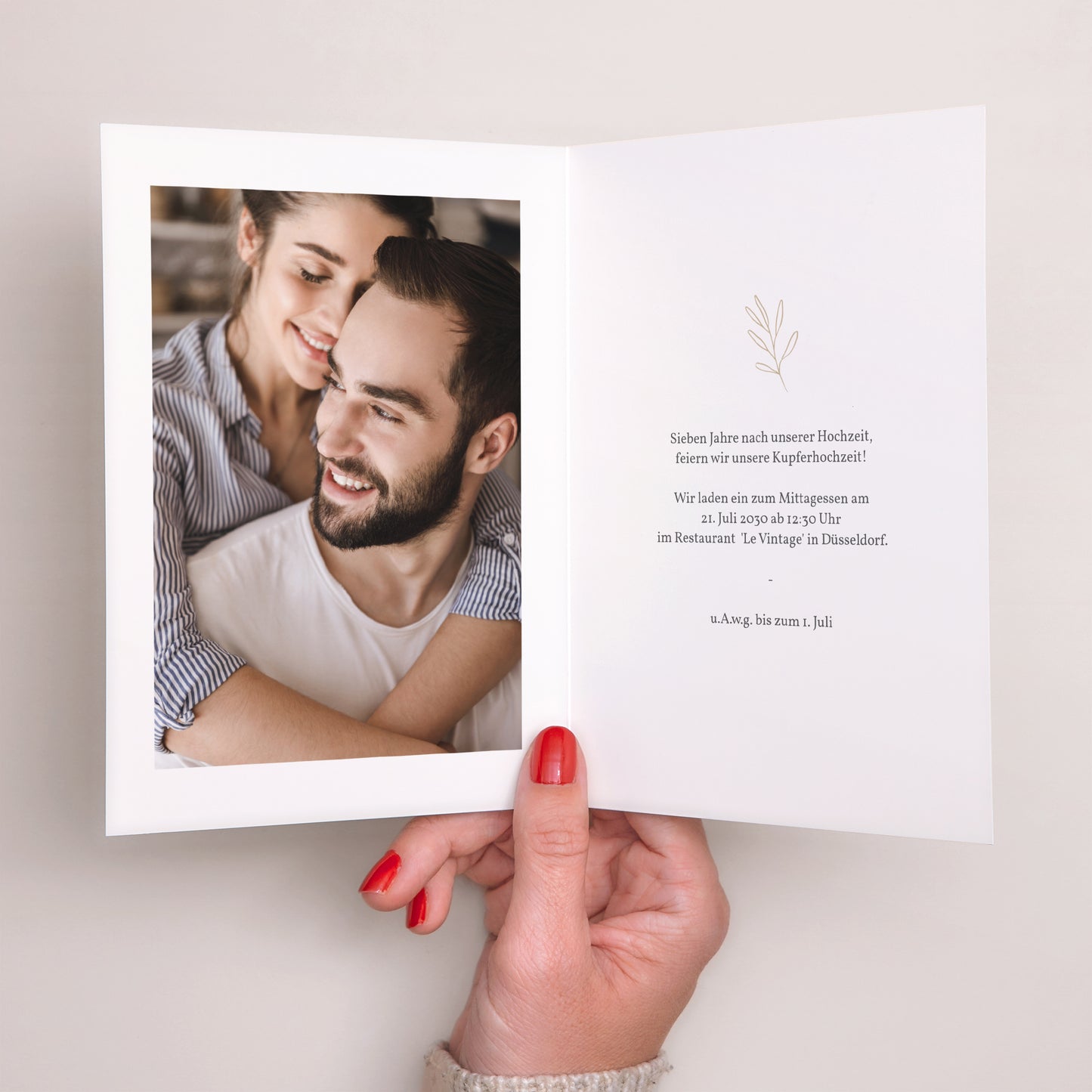 Beilegekarte Hochzeitstag Doppelflügelporträt Romantische Zweig II foto N° 2
