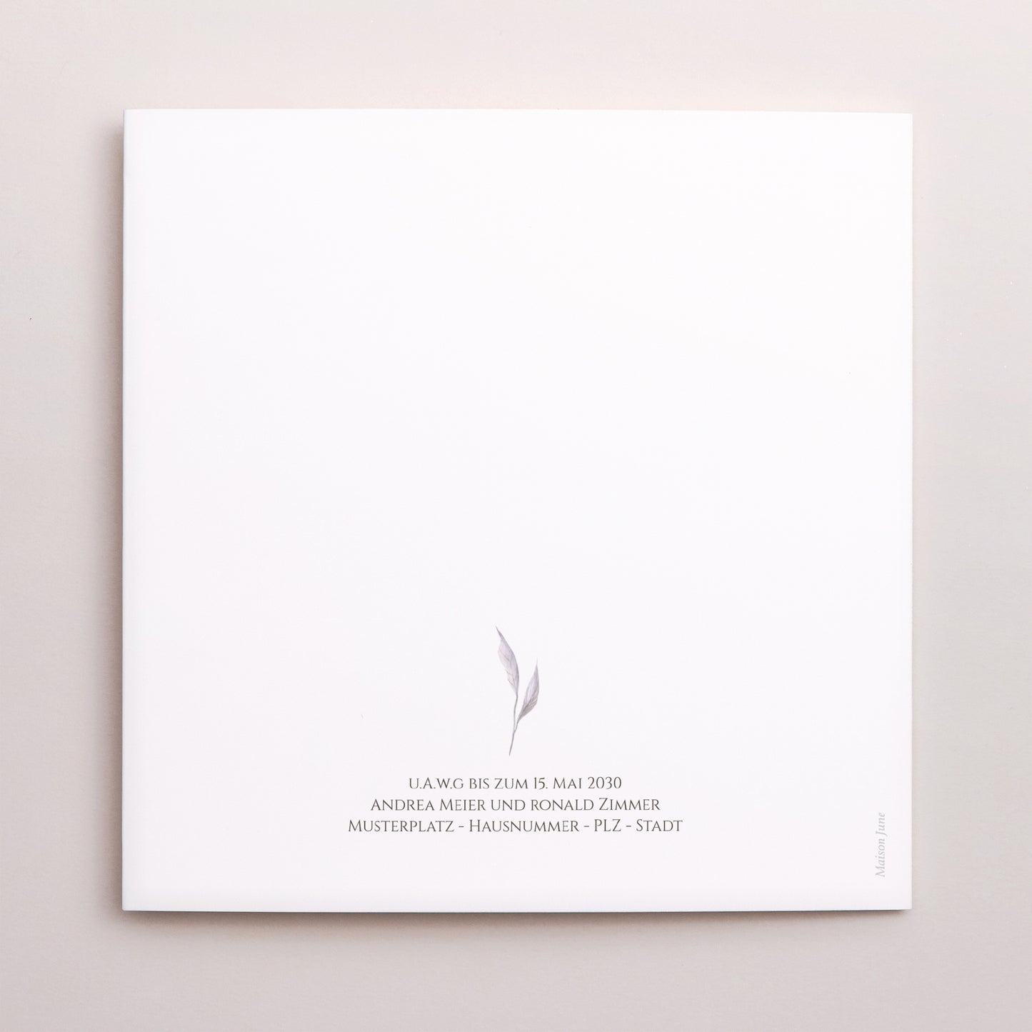 Einladungskarte Hochzeitstag Doppelflügiges Quadrat Romantico, Karamellrosen foto N° 3