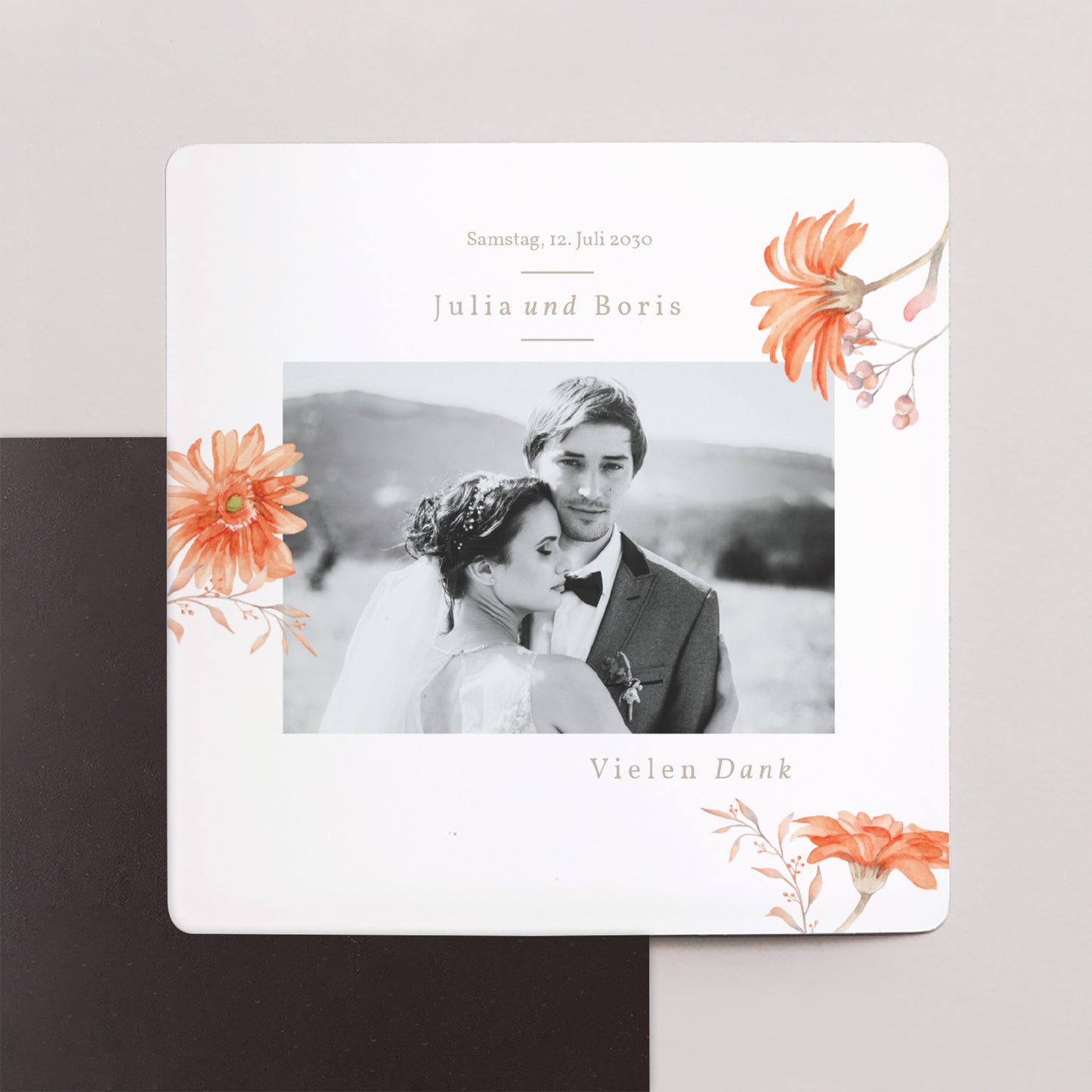 Dankeskarte Hochzeit Satz von 9, magnetisch. Sommersonnenwende-Kranz foto N° 1