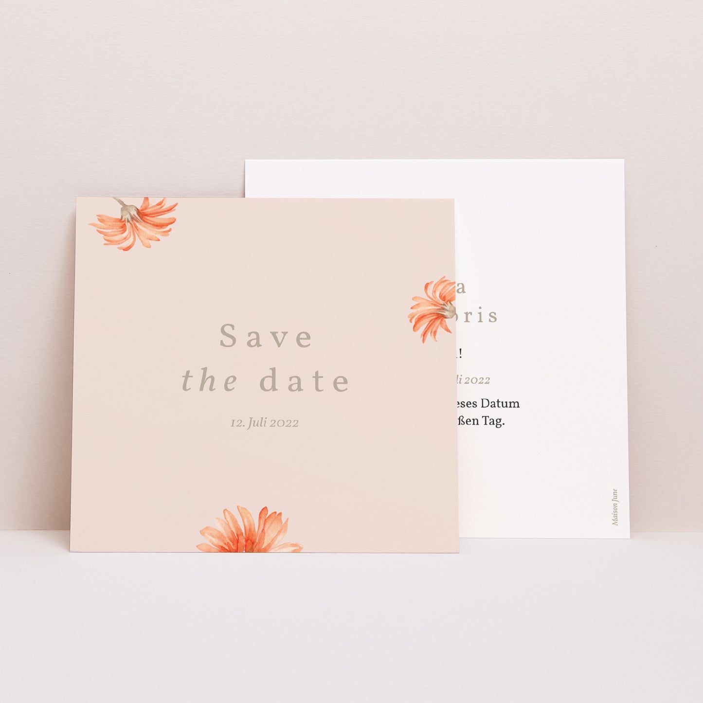 Save the date Karte Hochzeit Quadrat Sommersonnenwende-Kranz foto N° 1