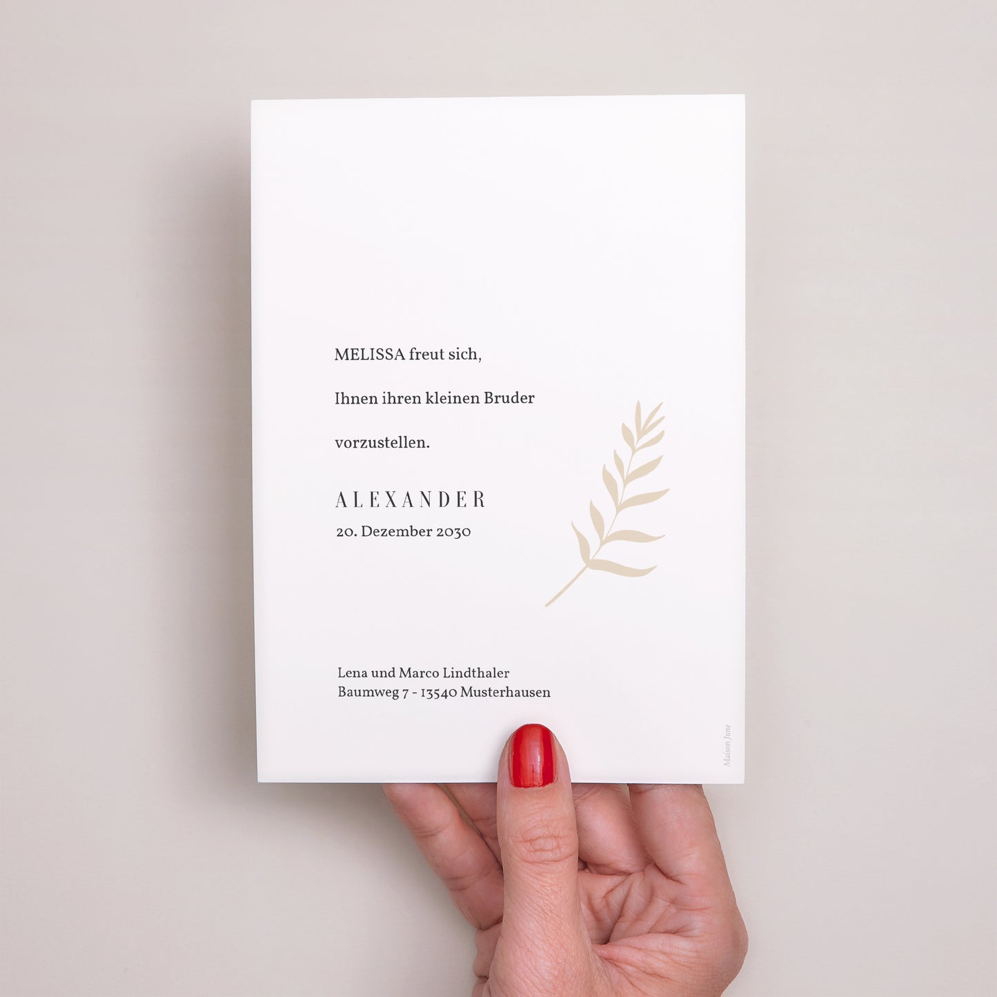 Geburtskarte Hallo, Goldener Strang foto N° 3