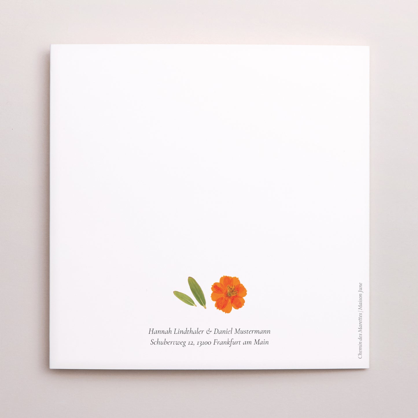 Hochzeitseinladung Doppelflügiges Quadrat Herbarium-Blüten foto N° 3