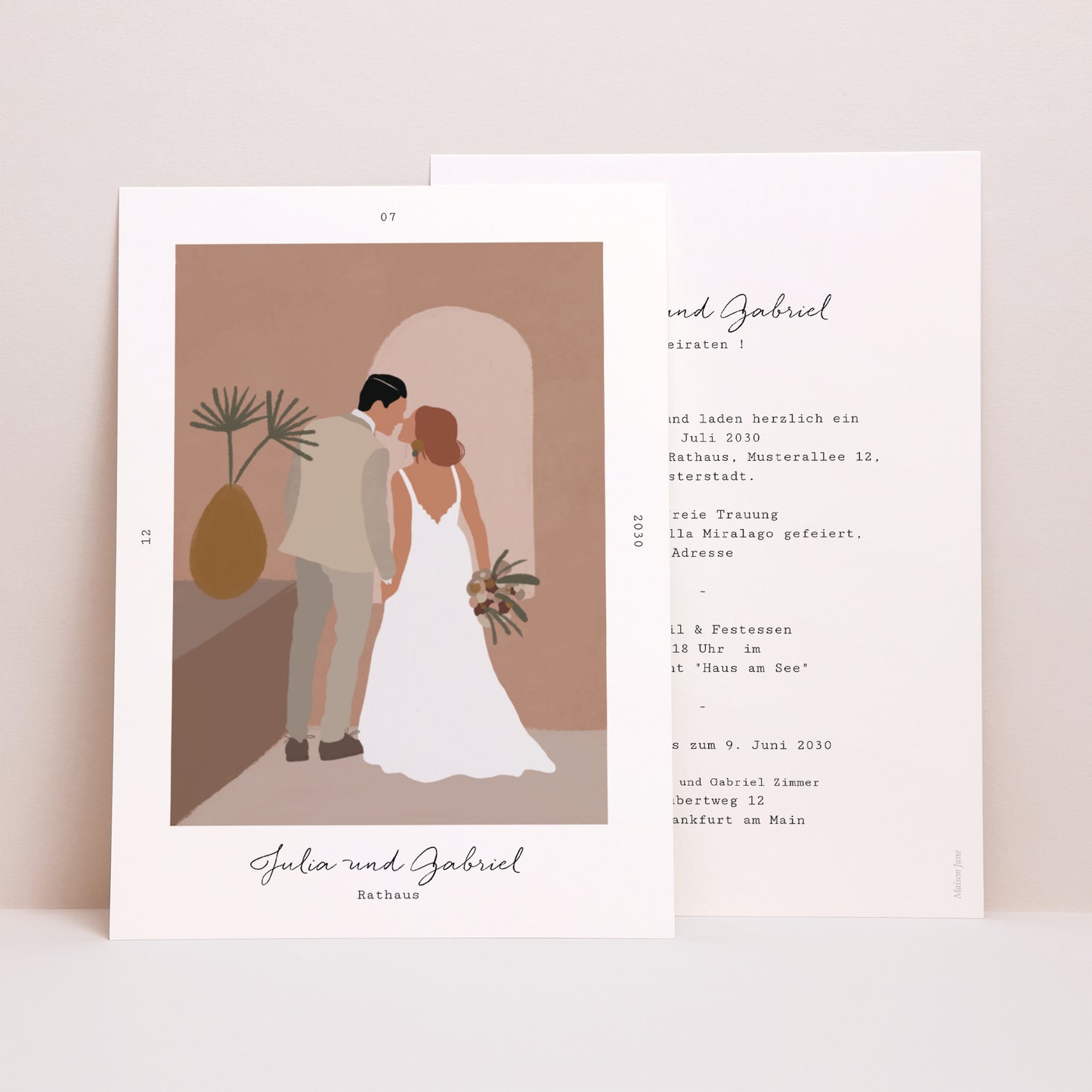 Hochzeitseinladung Porträt Paar zum Zusammenstellen im Boho-Stil foto N° 1