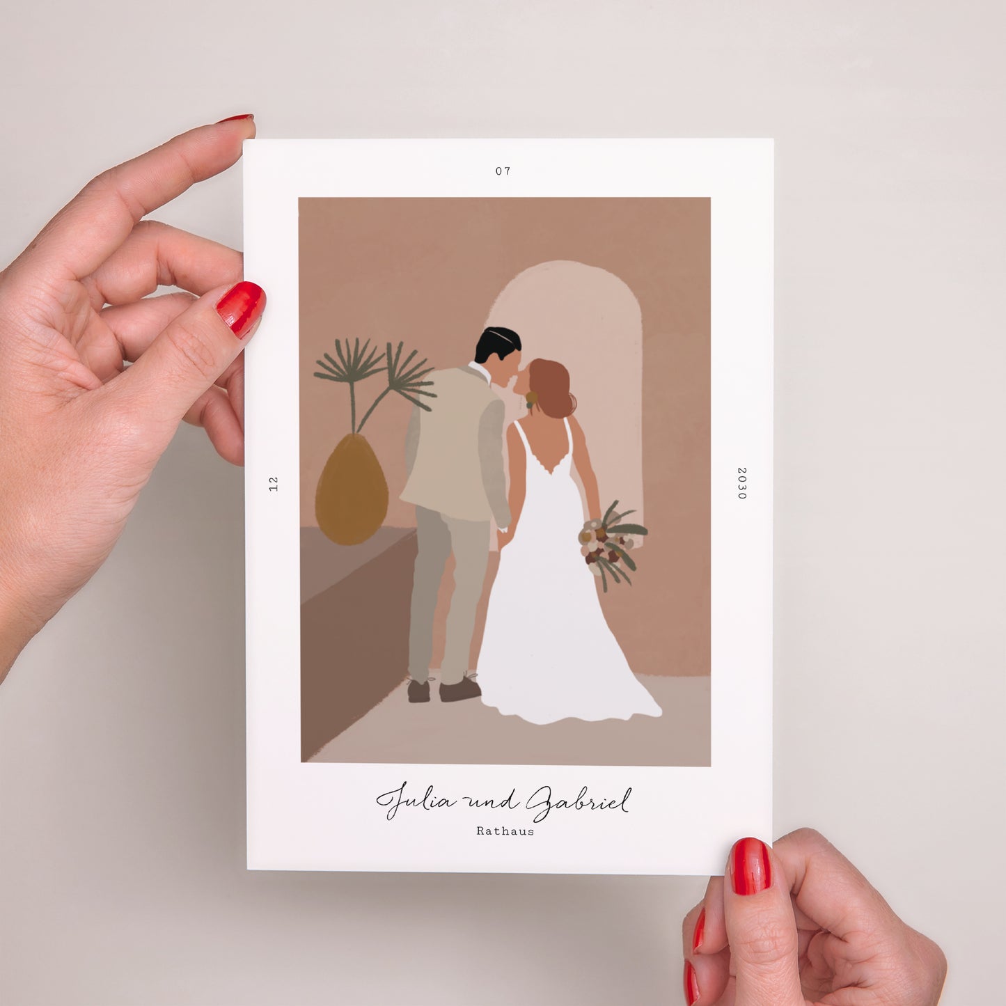 Hochzeitseinladung Porträt Paar zum Zusammenstellen im Boho-Stil foto N° 2