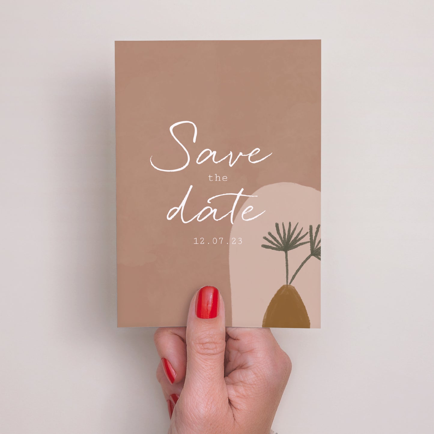 Save the date Karte Hochzeit Porträt Paar zum Zusammenstellen im Boho-Stil foto N° 2