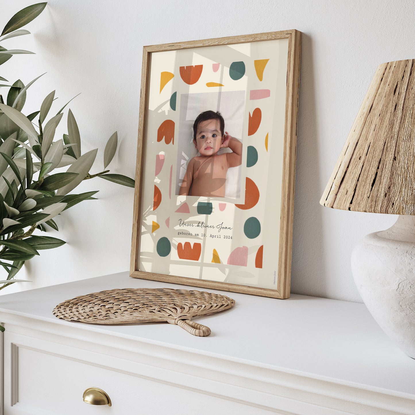 Poster Geburt Porträt Abstrakte Formen farbig Akkordeon foto N° 5