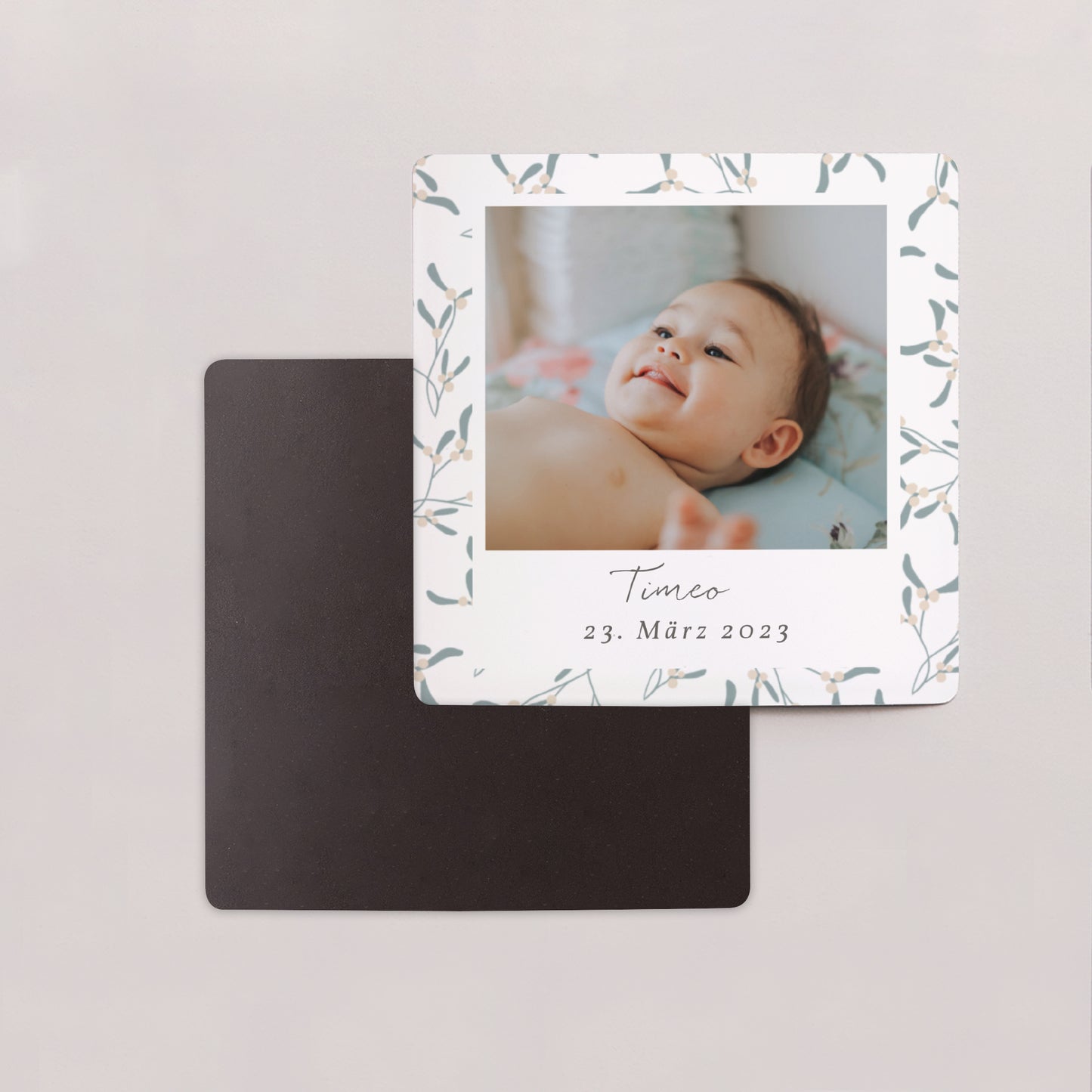 Dankeskarte Taufe Satz von 9, magnetisch. Baby, Kissen für Jungen foto N° 2