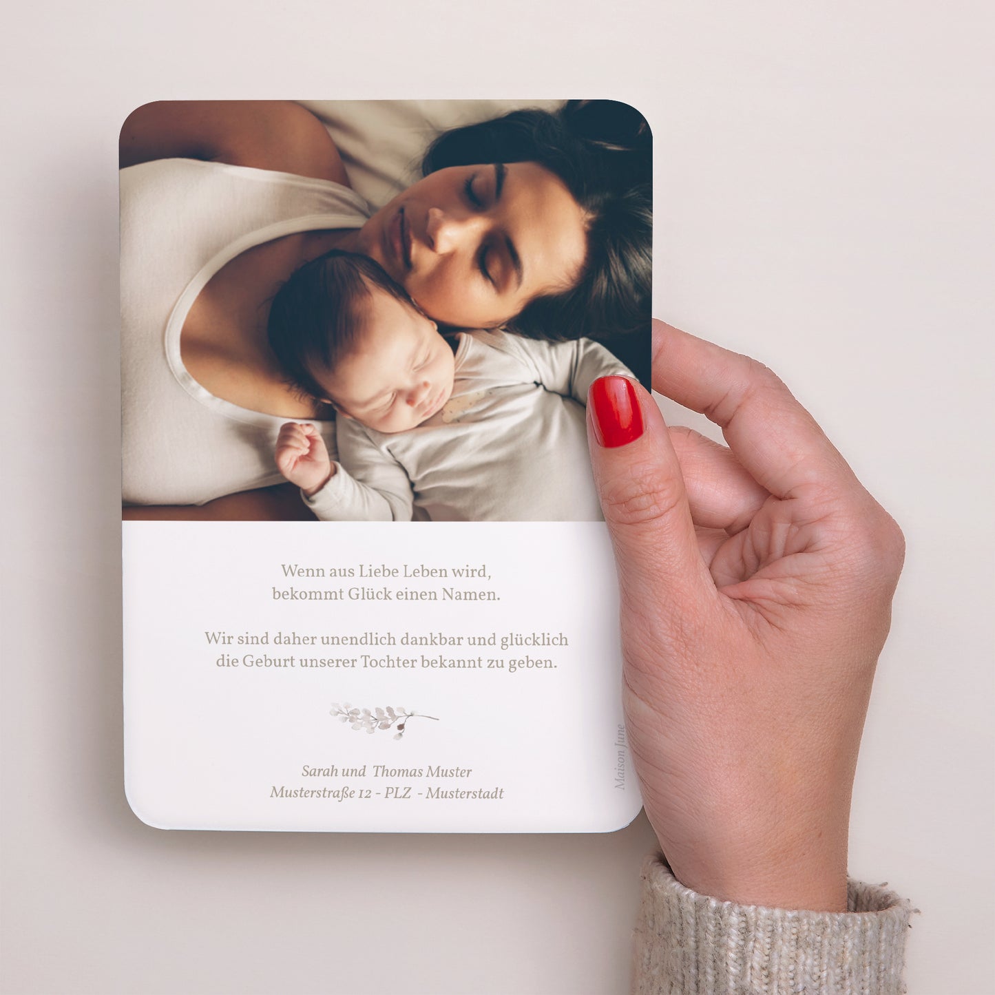 Geburtskarten Porträt, abgerundete Kanten Krone Kraft foto N° 3