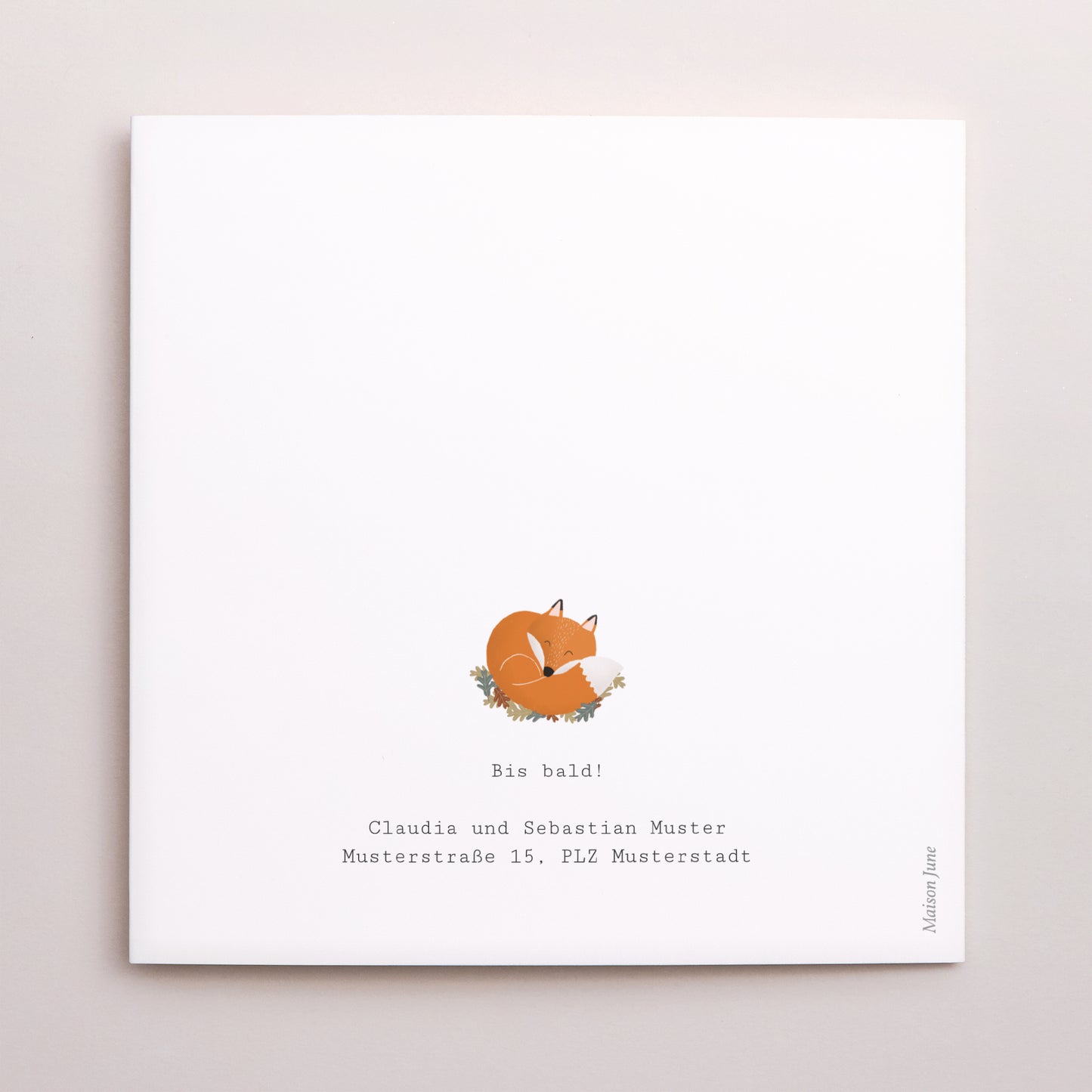 Geburtskarten Doppelflügiges Quadrat Schlafender Fuchs foto N° 3
