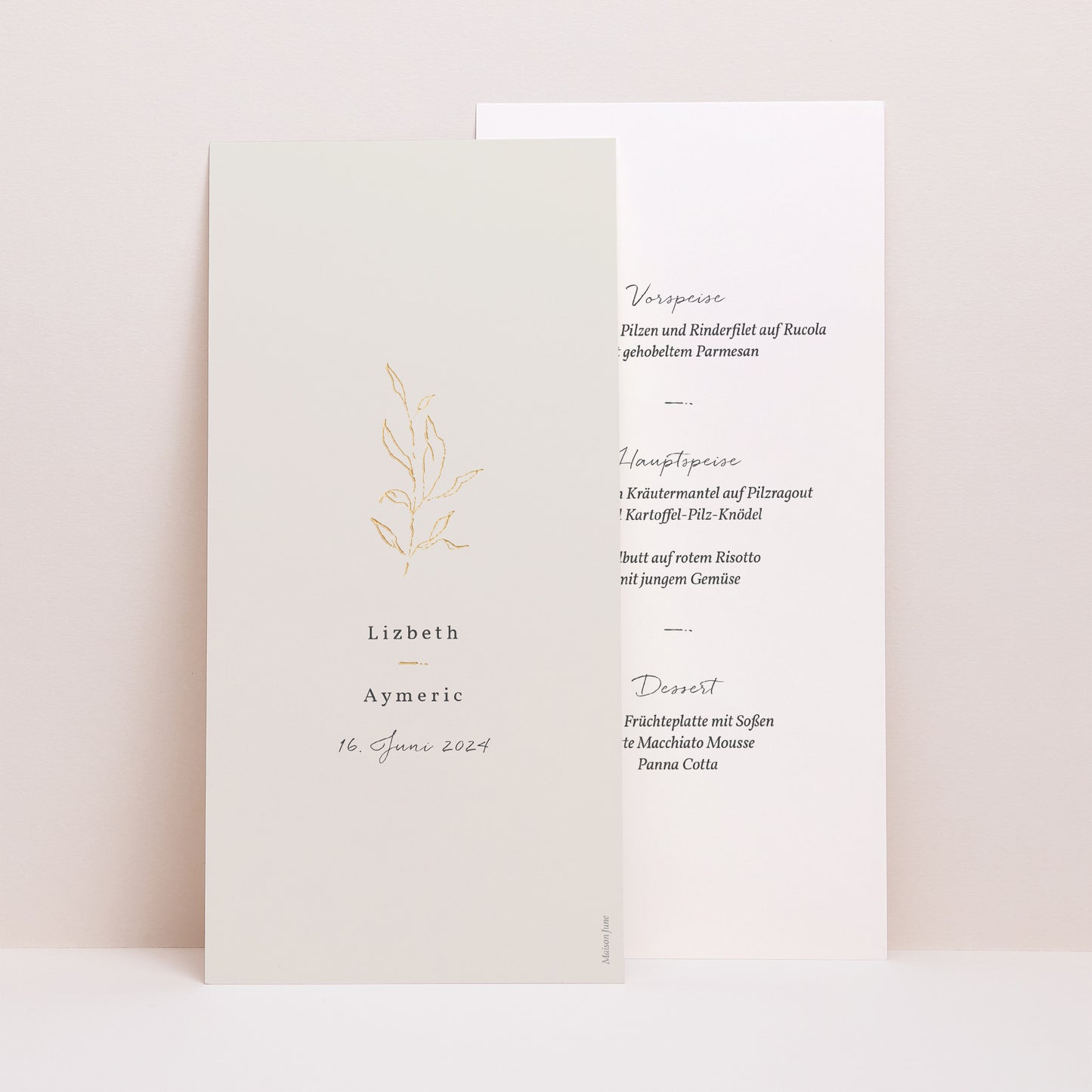 Menükarte Hochzeit Panoramatisches Porträt Frühlingszweig foto N° 1
