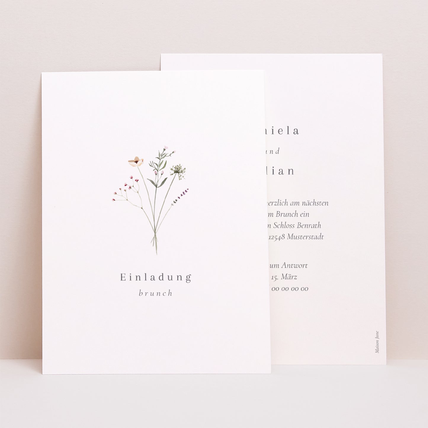 Beilegekarte Hochzeit Porträt Krone kleine Blumen foto N° 1