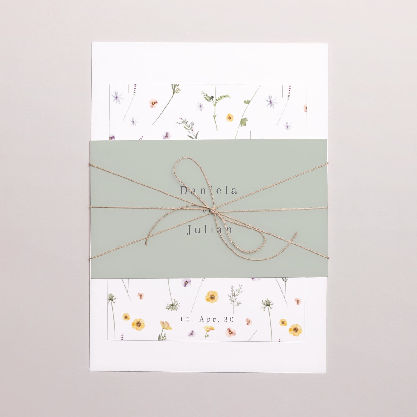 Hochzeitseinladung 3 Karten, Band Krone kleine Blumen foto N° 1