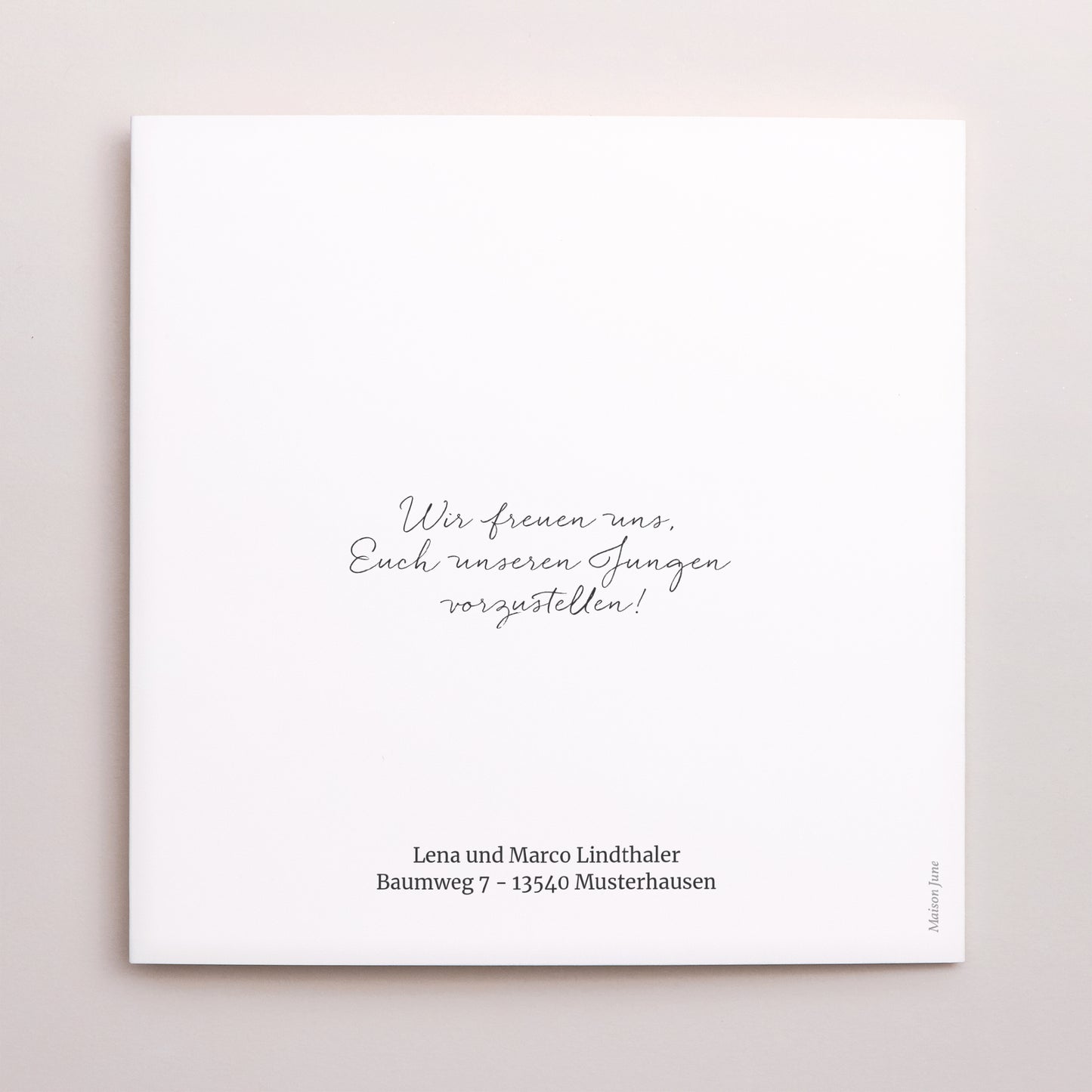 Geburtskarte Doppelflügiges Quadrat Himmelblaue Streifen foto N° 3