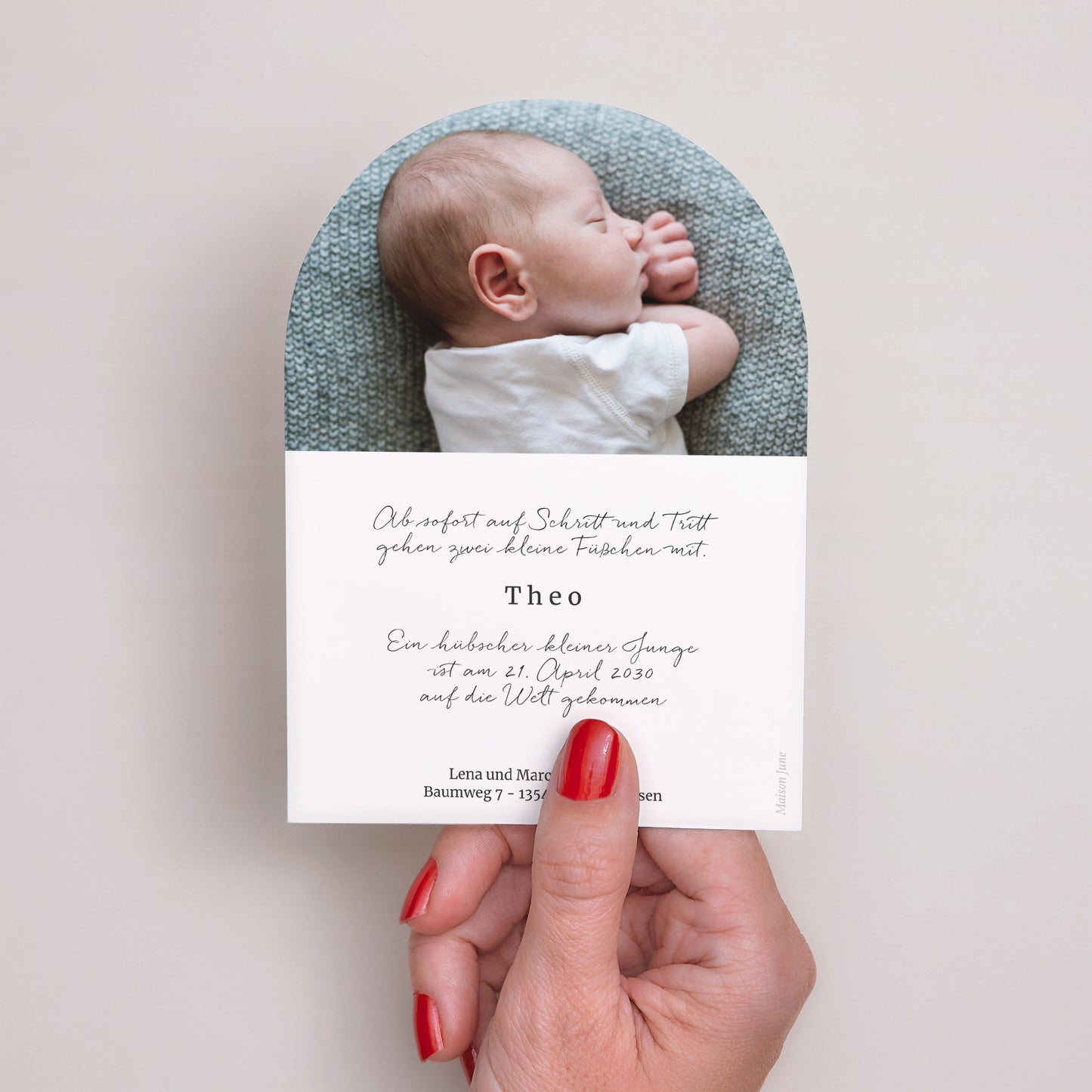 Geburtskarte Kleine Arche Himmelblaue Streifen foto N° 3