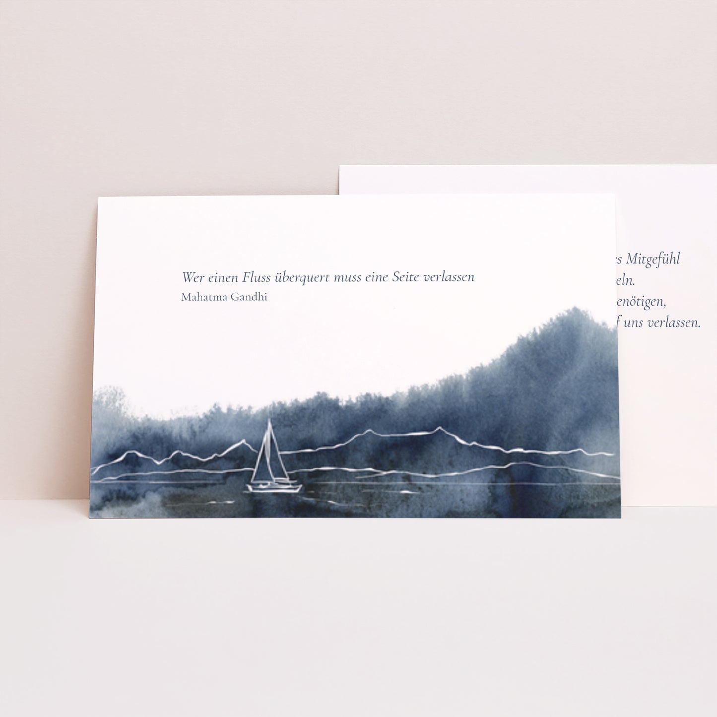 Kondolenzkarte Trauer Landschaft Segelschiff Aquarell foto N° 1