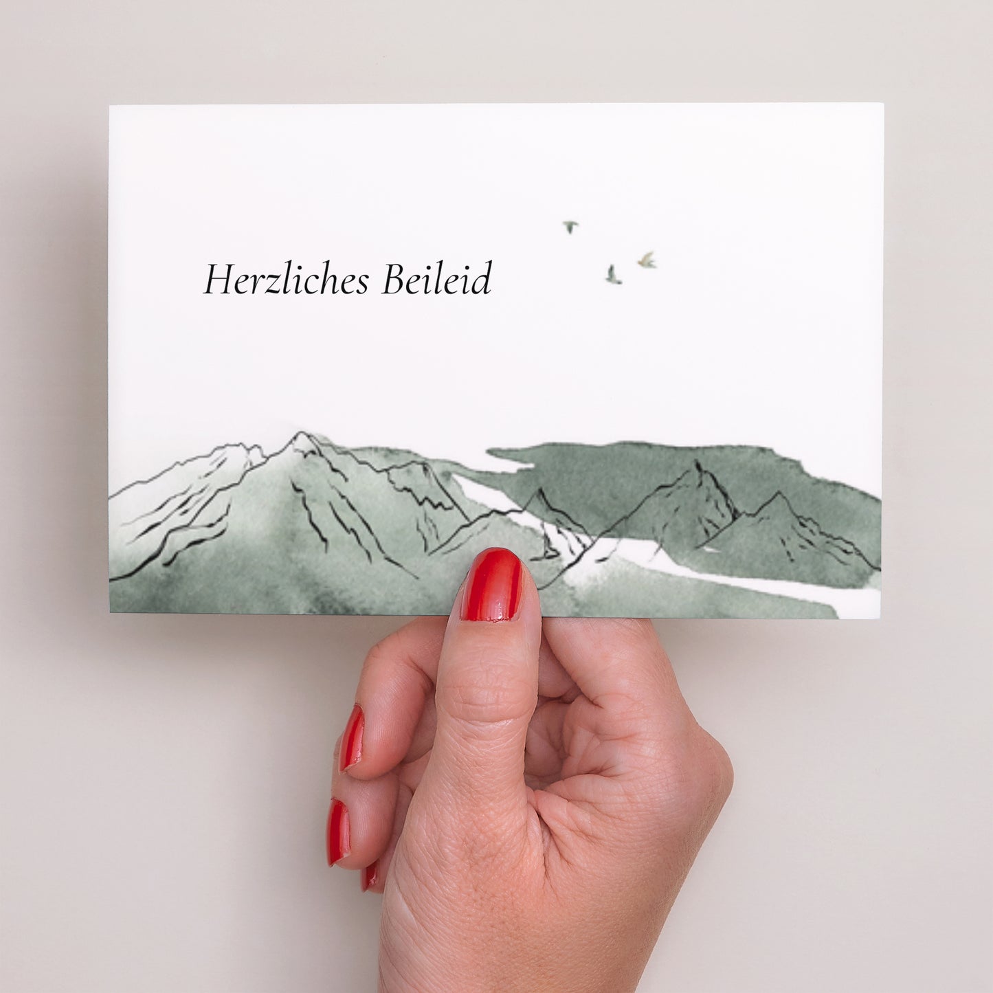 Kondolenzkarte Trauer Landschaft Berge Aquarell foto N° 3