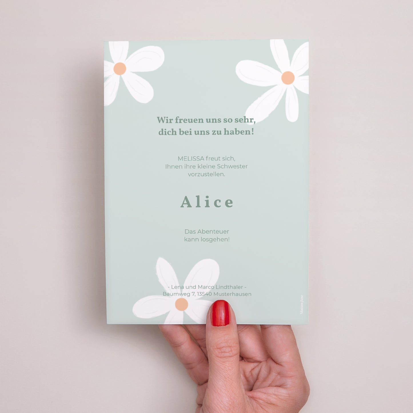 Geburtskarte Blaue Margeriten foto N° 3