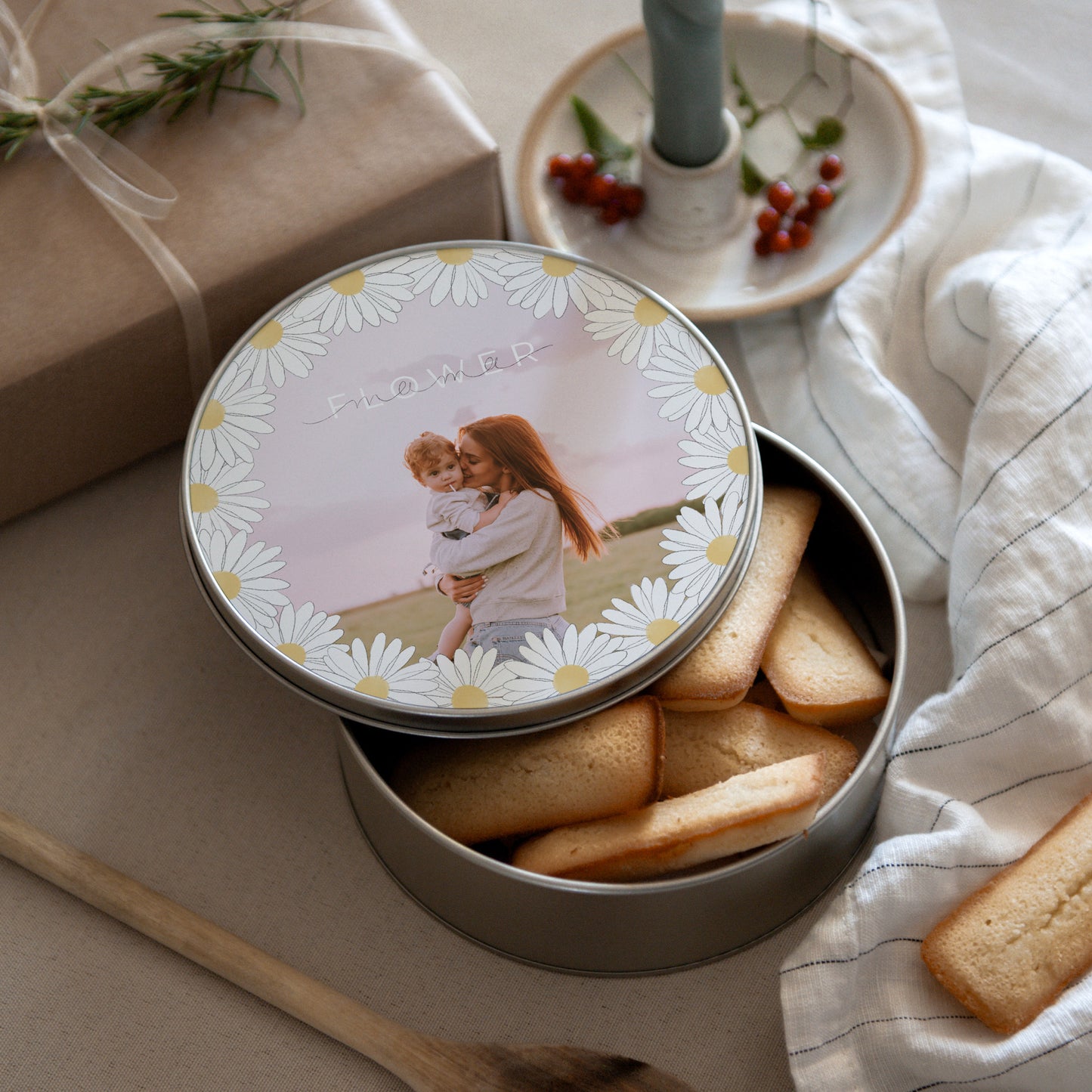 Metalldose Objekte Runde Mama Flower foto N° 3