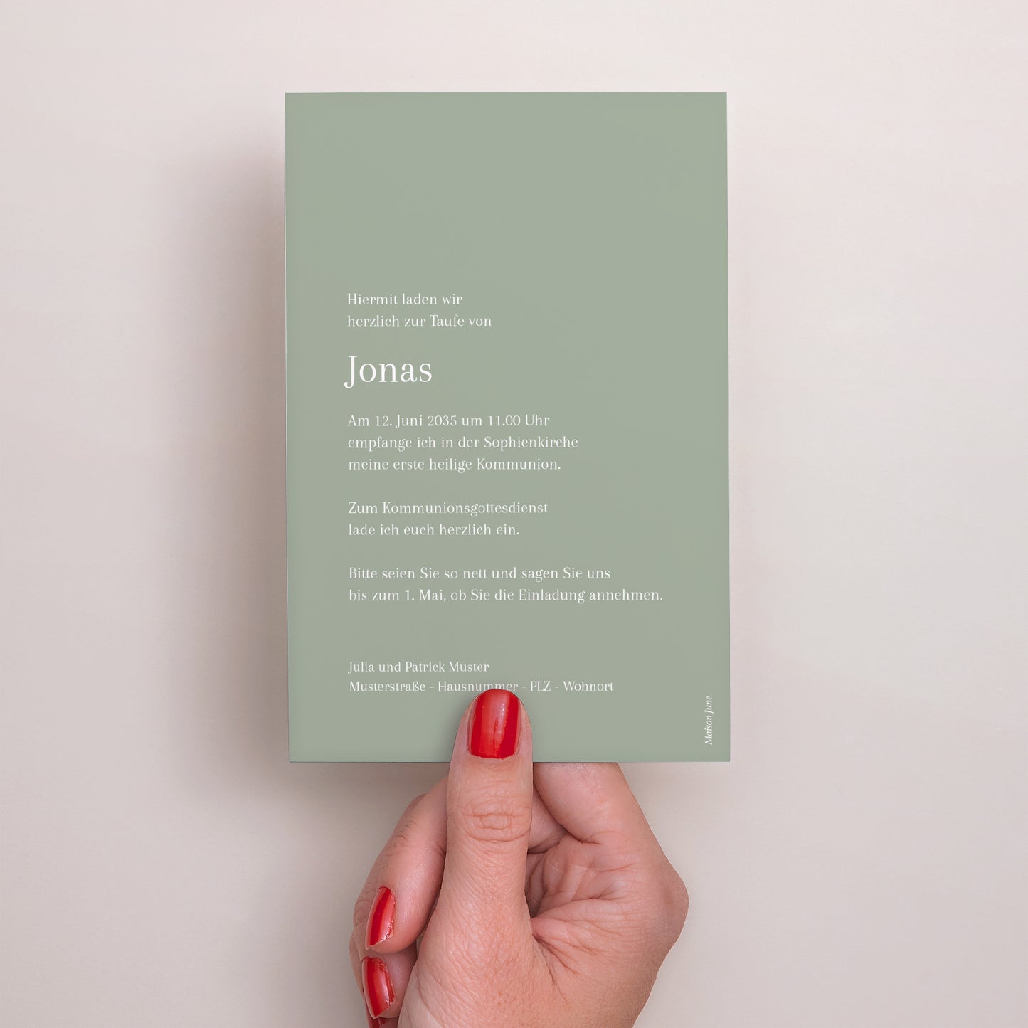 Einladungskarte Kommunion PortraitPorträt Palma Verde foto N° 3