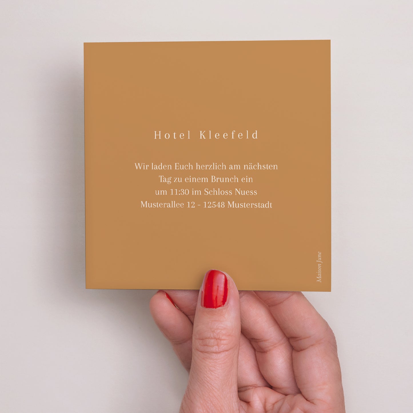 Einladungskarte Hochzeit Quadrat Land des Ockers foto N° 3