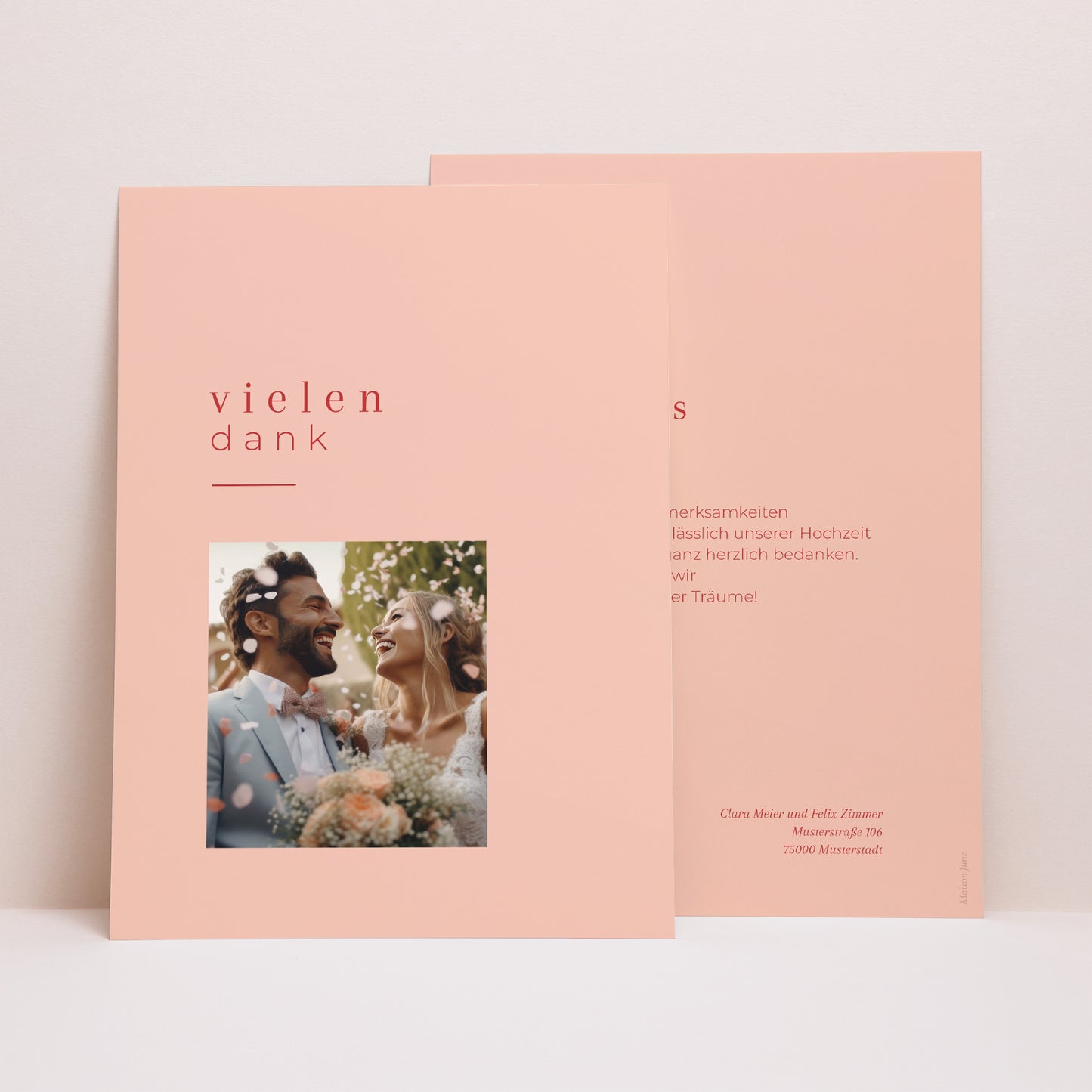 Dankeskarte Hochzeit Porträt Zitrusfrucht-Farben foto N° 1