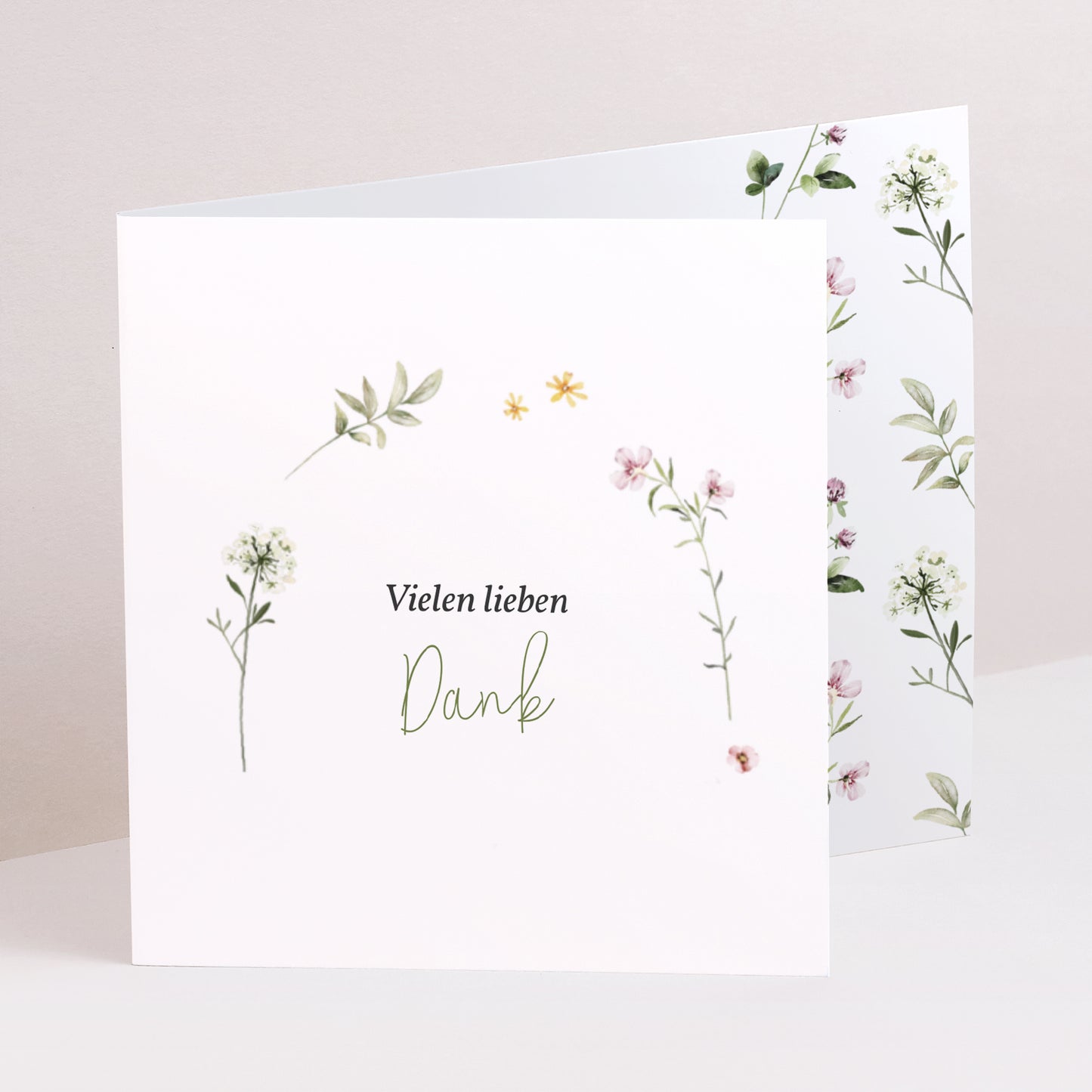 Dankeskarte Geburt Asymmetrische Zweiflügeltür Blumenkinder foto N° 1
