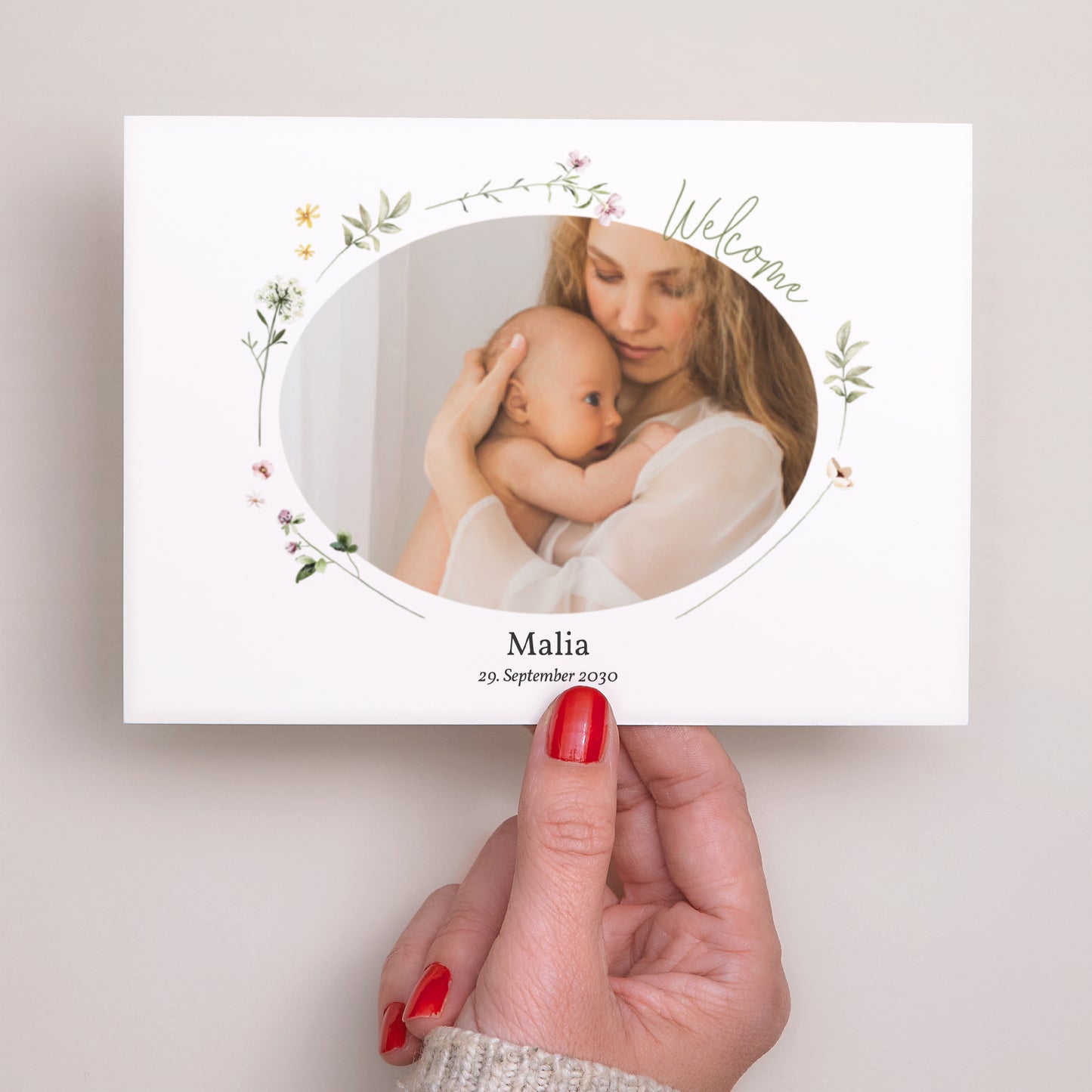 Geburtskarte Landschaft Blumenkinder foto N° 3