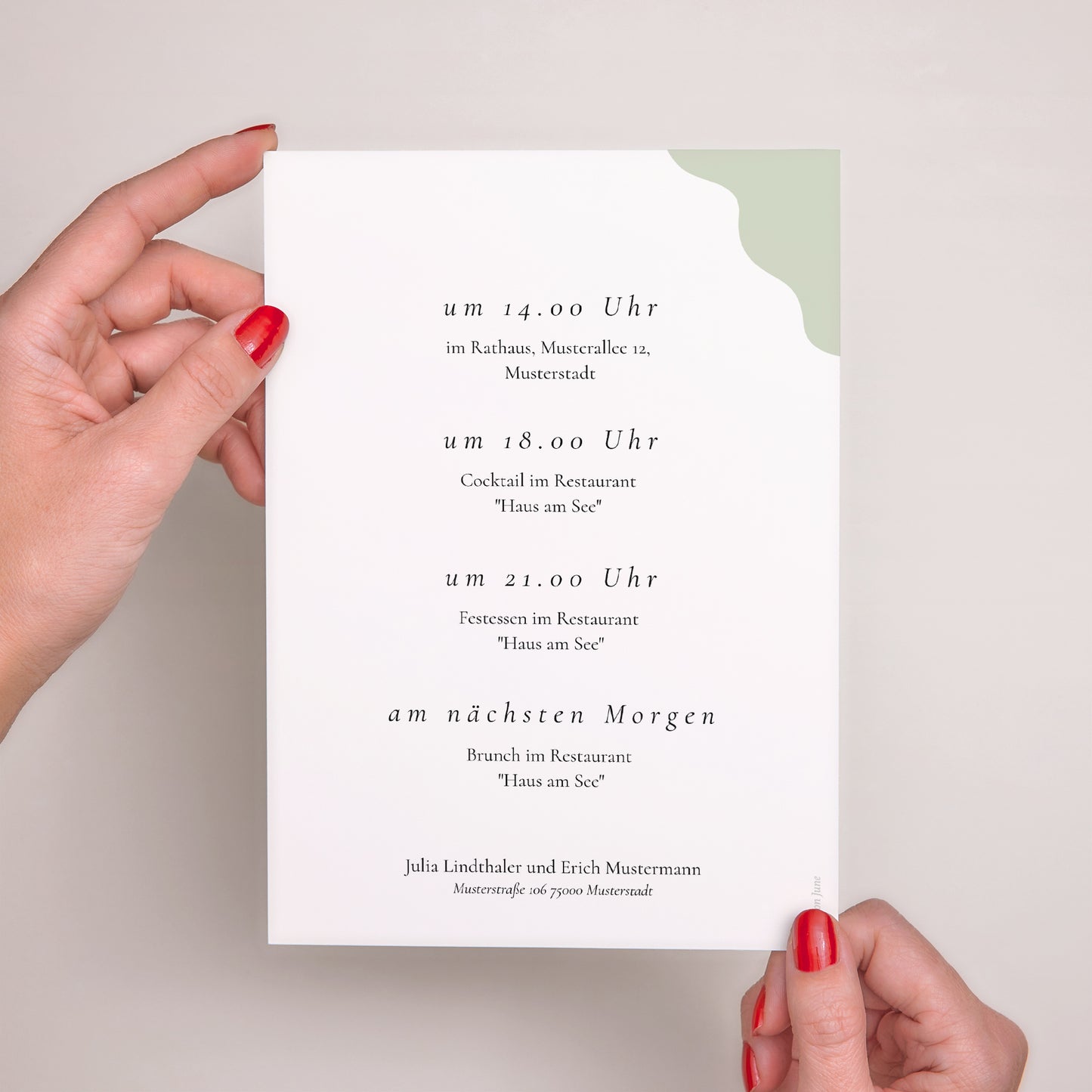 Hochzeitseinladung Porträt Moderne Wellen foto N° 3