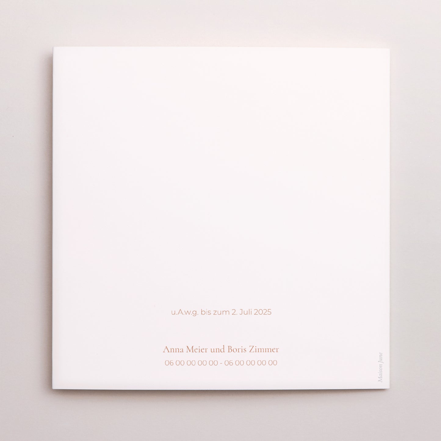 Hochzeitseinladung Doppelflügiges Quadrat pampa, dezentrierter Rahmen foto N° 3