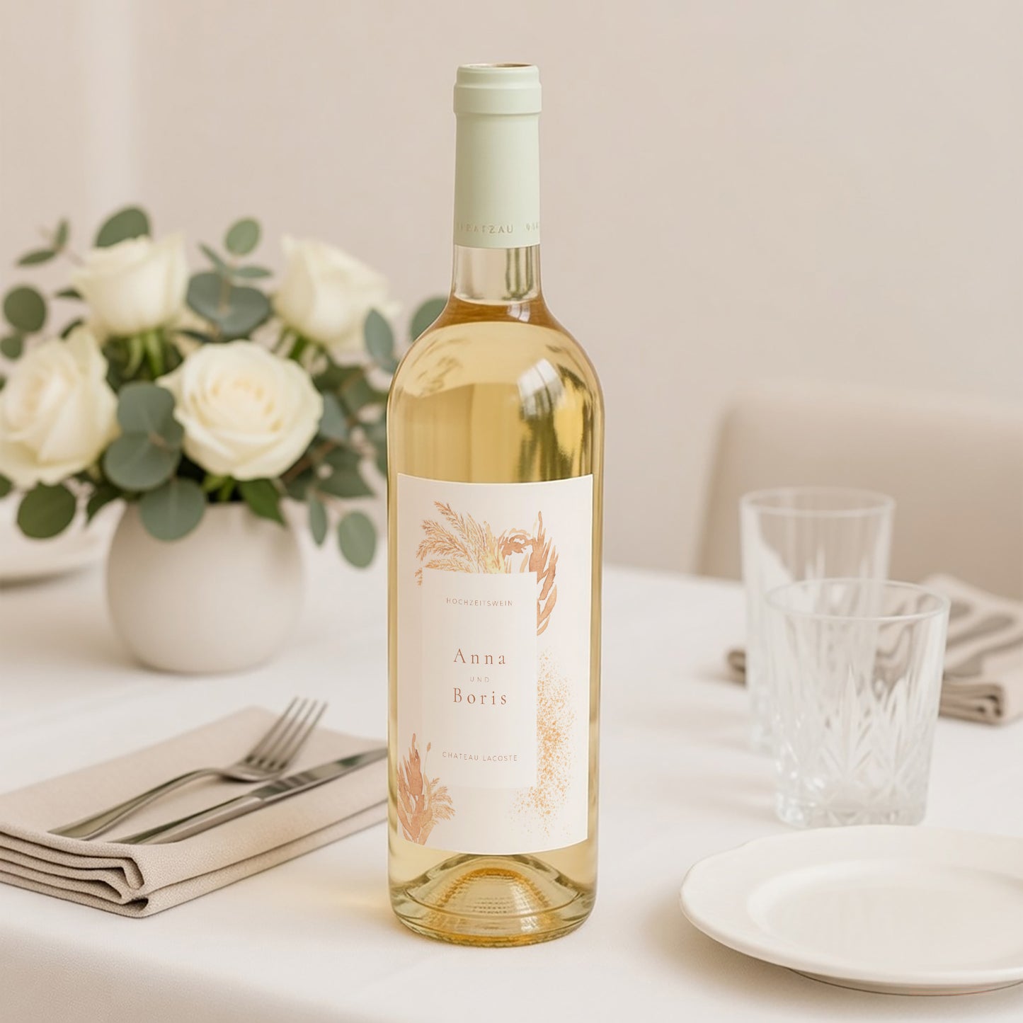Flaschenetikett Hochzeit Porträt pampa, dezentrierter Rahmen foto N° 2
