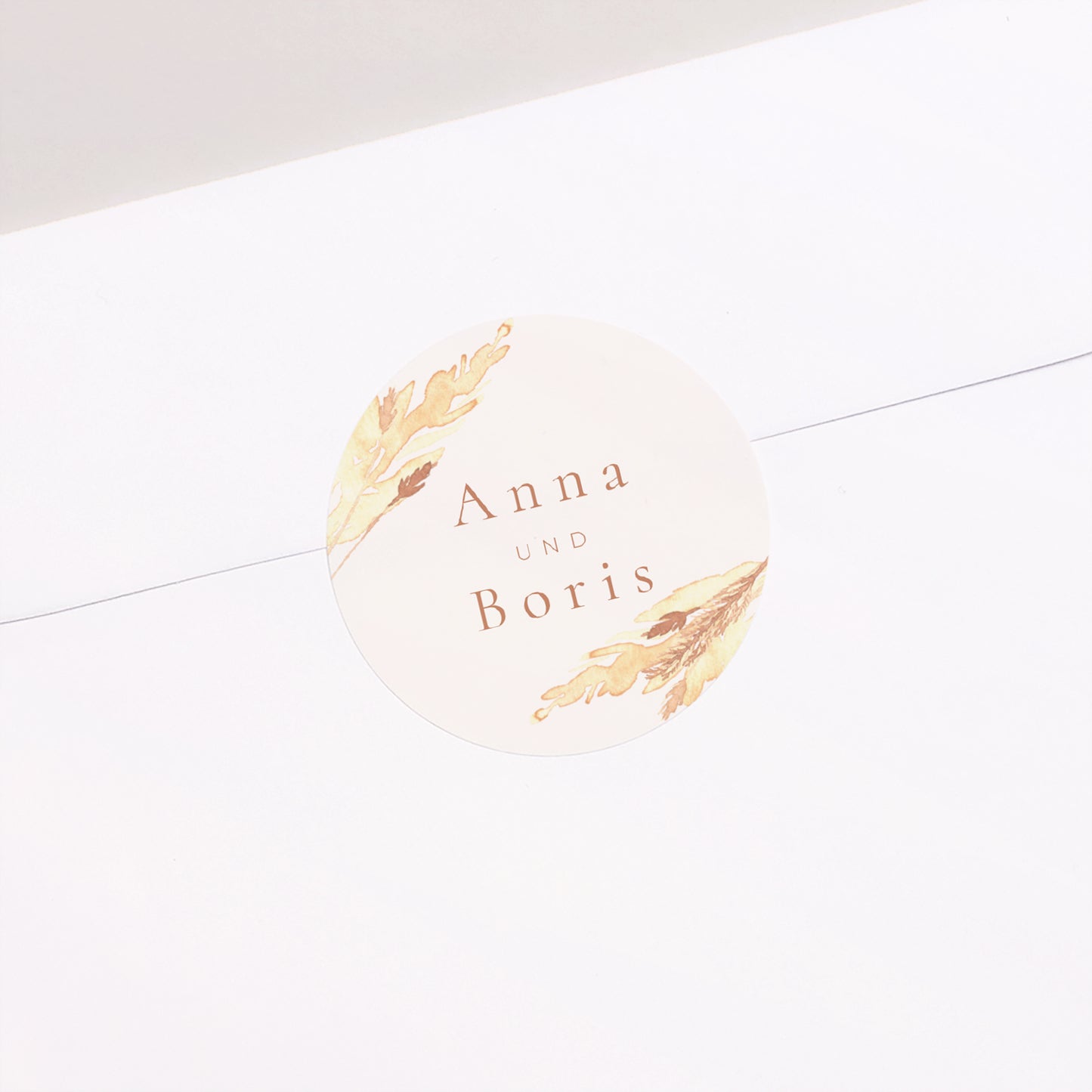 Sticker Hochzeit Rund pampa, dezentrierter Rahmen foto N° 1