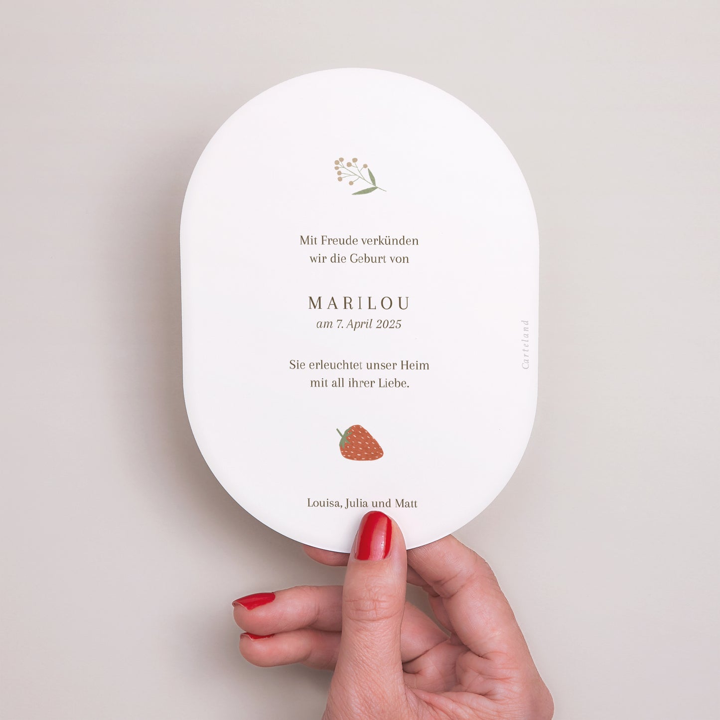 Geburtskarte oval Igel, Beerenmuster foto N° 3