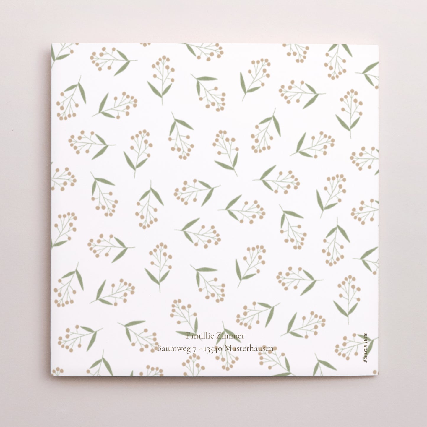 Geburtskarte Triptychon Fensteröffnung Igel, Beerenmuster foto N° 3