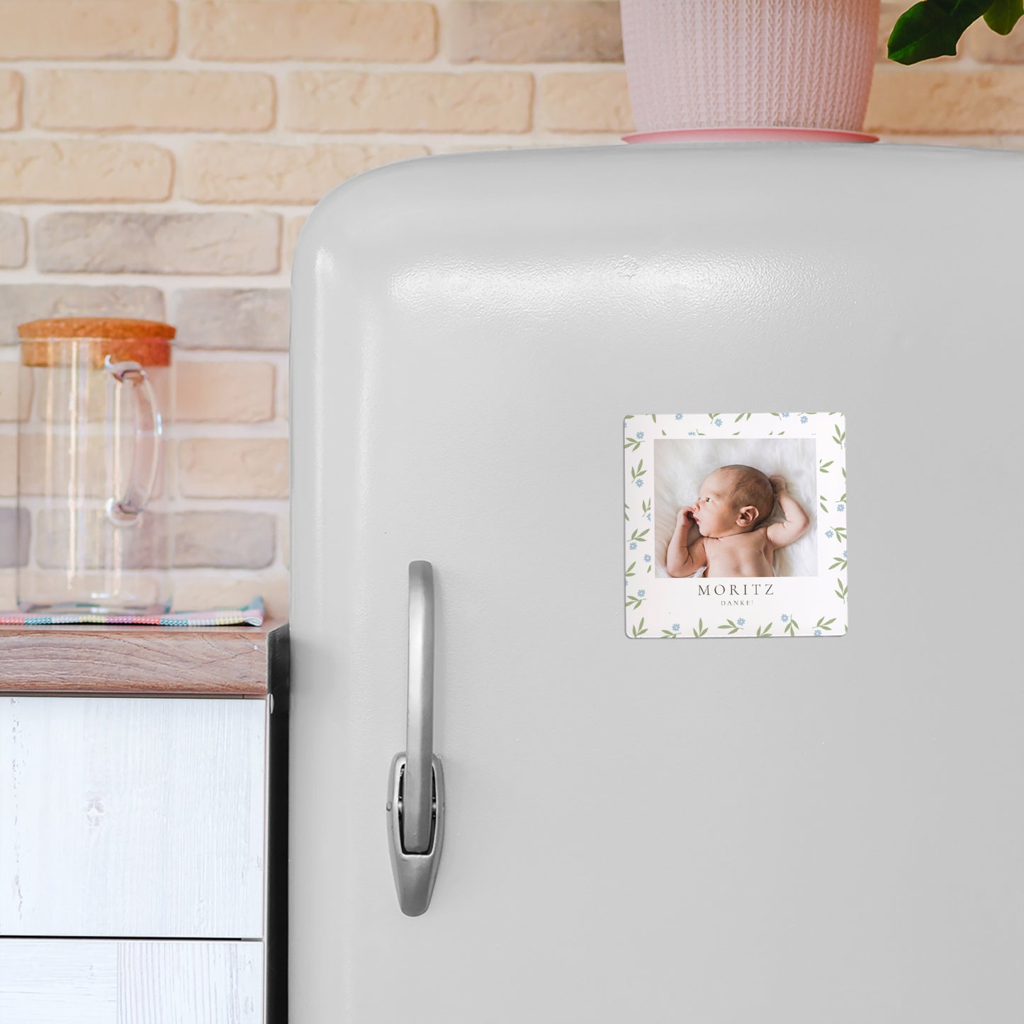 Dankeskarte Geburt Satz von 9, magnetisch. body blaue Blumen foto N° 4