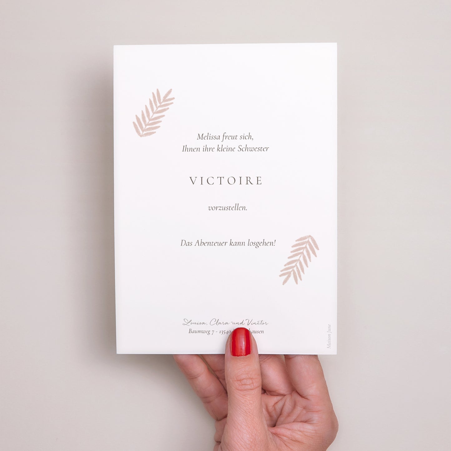 Geburtskarte Body, rosafarbene Zweige foto N° 3