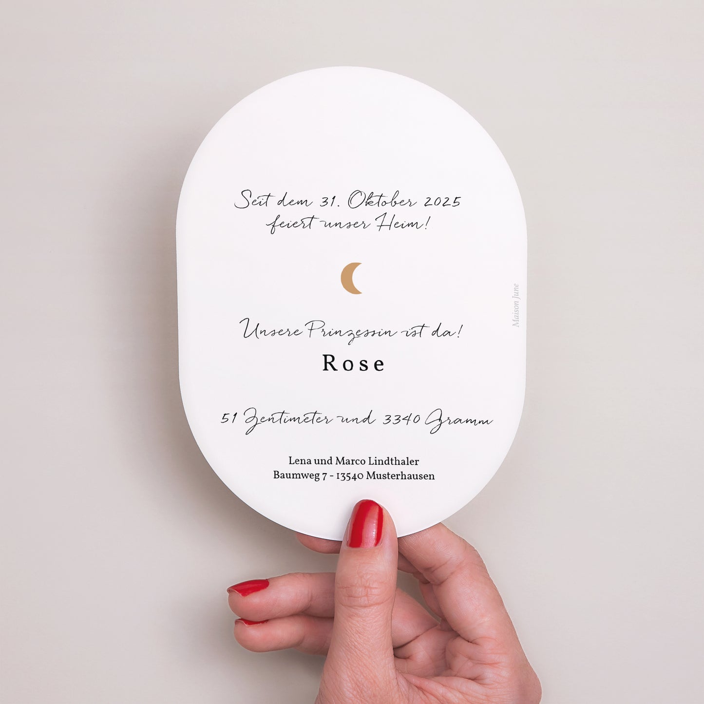 Geburtskarte oval Clair de Lune foto N° 3