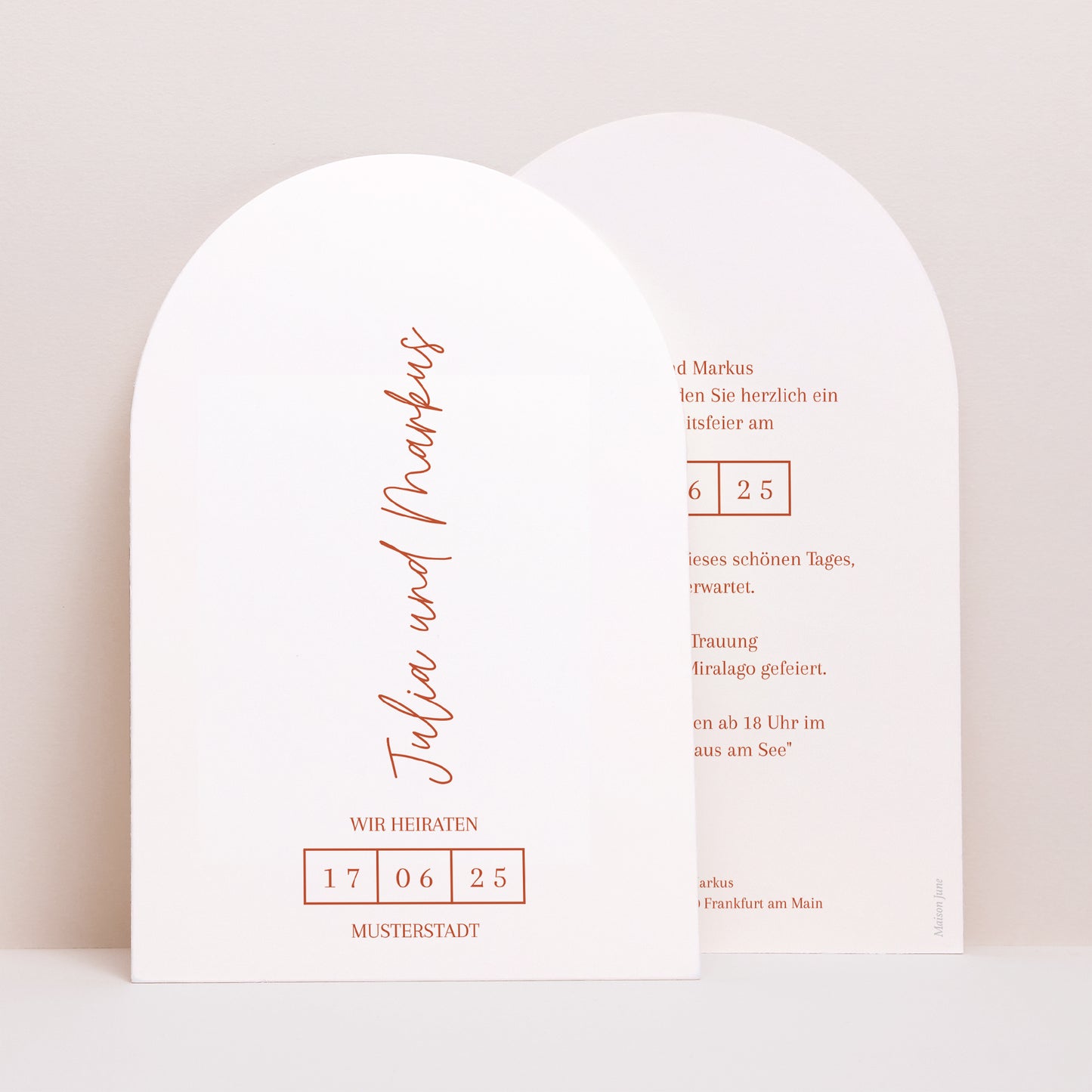 Einladungskarte Hochzeit Arche Elegante Typografie foto N° 1