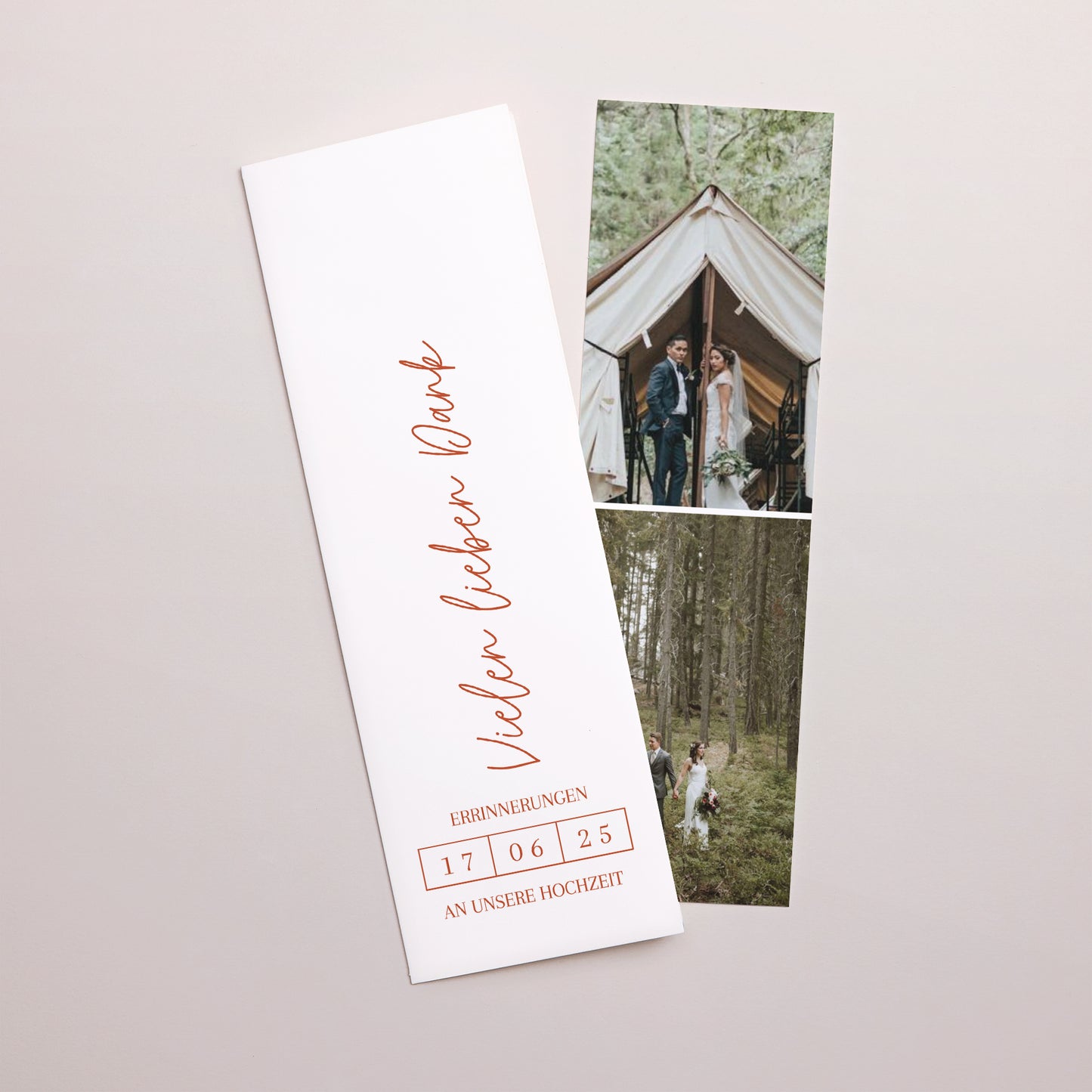 Dankeskarte Hochzeit Fotoautomaten Lesezeichen Elegante Typografie foto N° 1