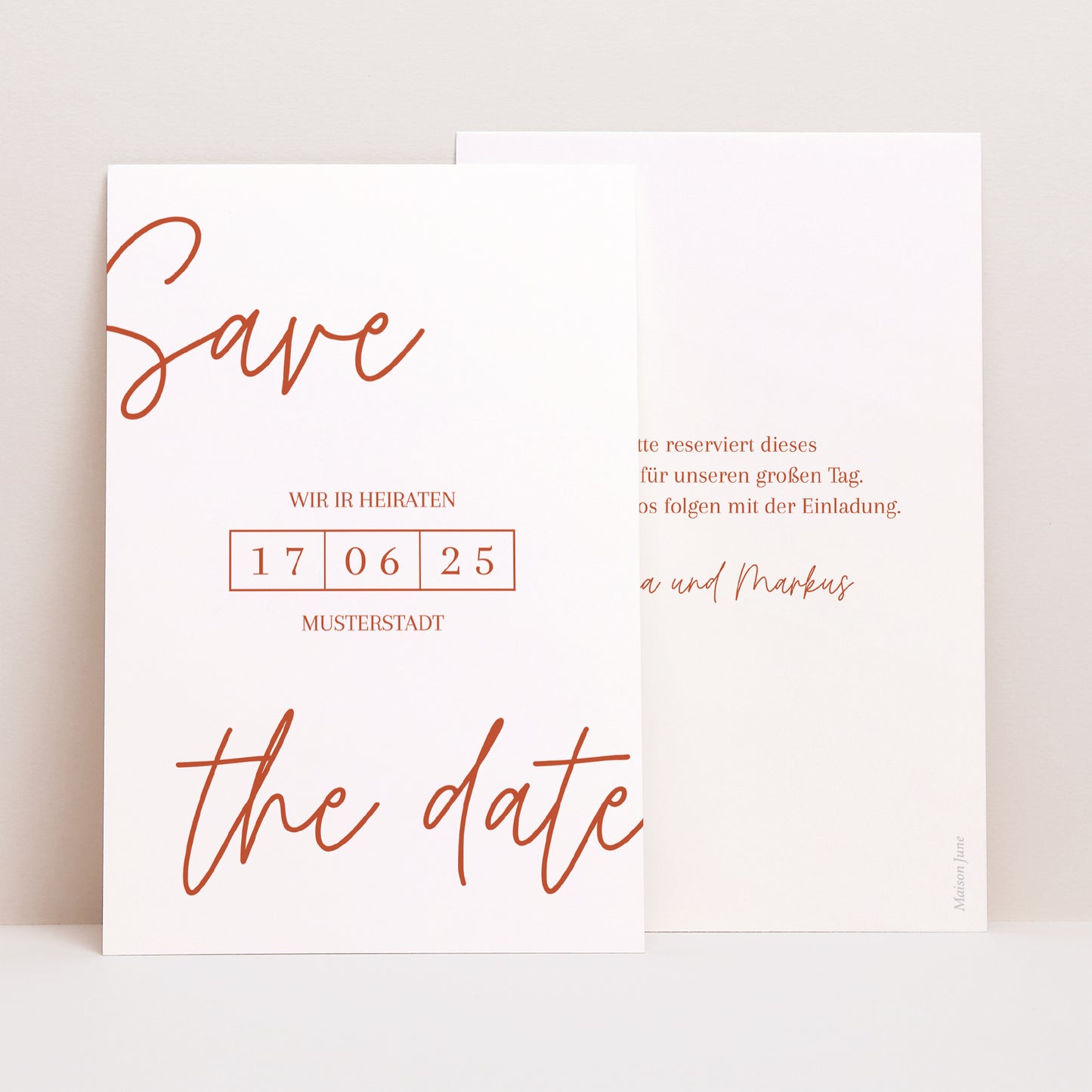 Save the date Karte Hochzeit PortraitPorträt Elegante Typografie foto N° 1
