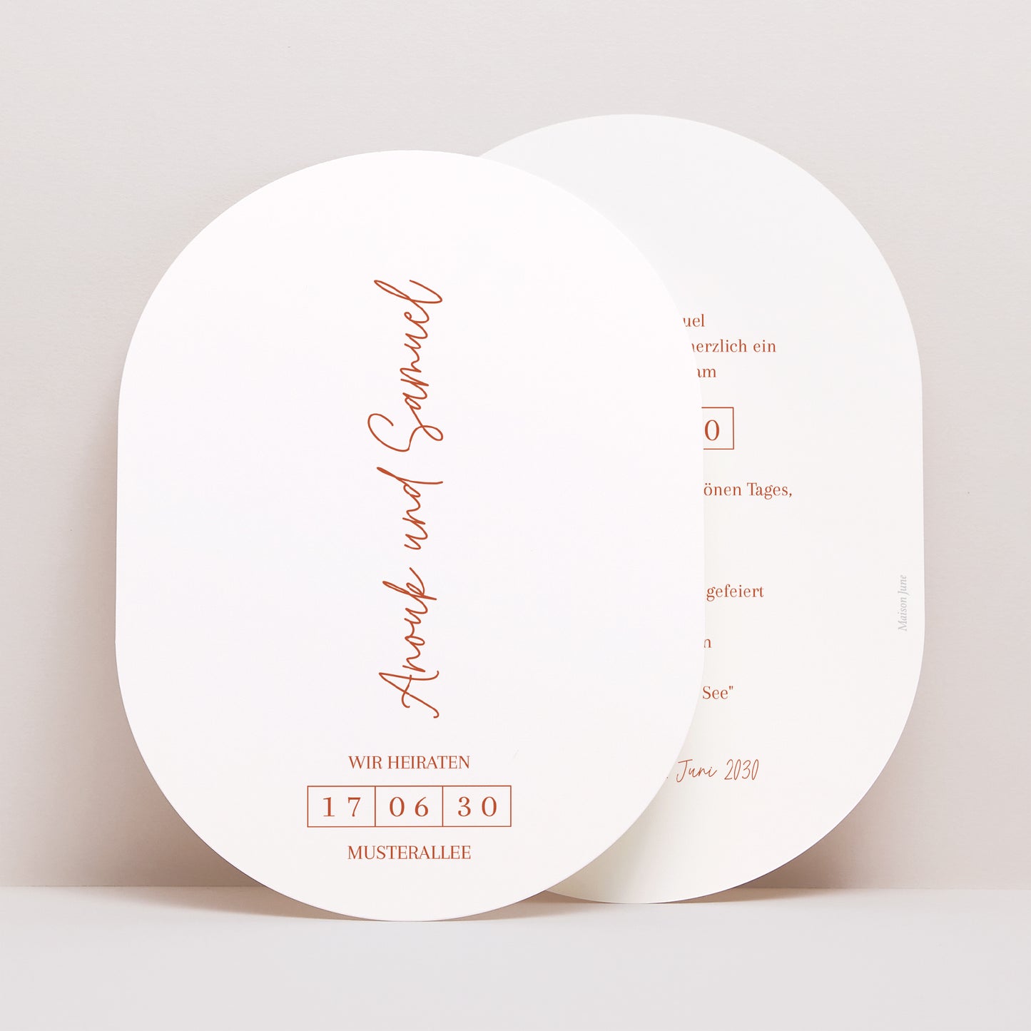Hochzeitseinladung oval Elegante Typografie foto N° 1