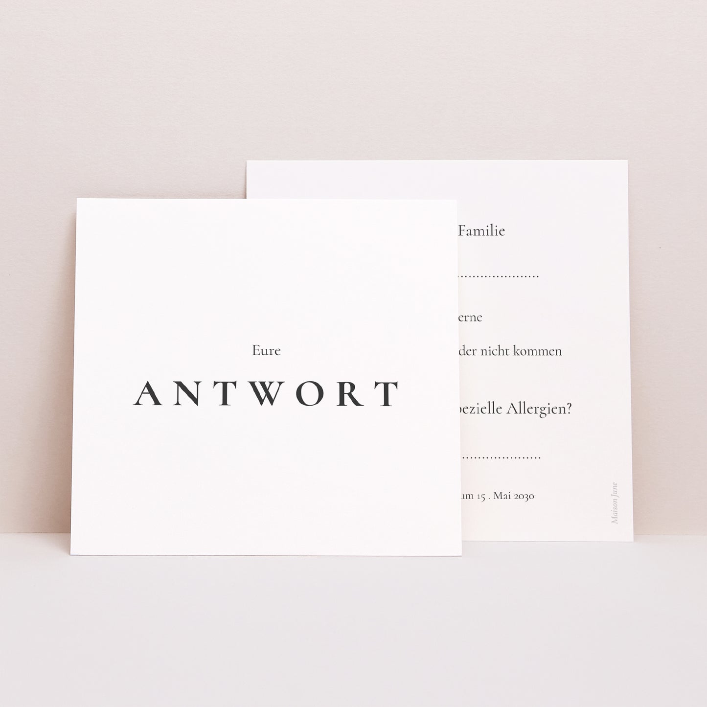 Antwortkarte Hochzeit Quadrat Trio & Typo foto N° 1