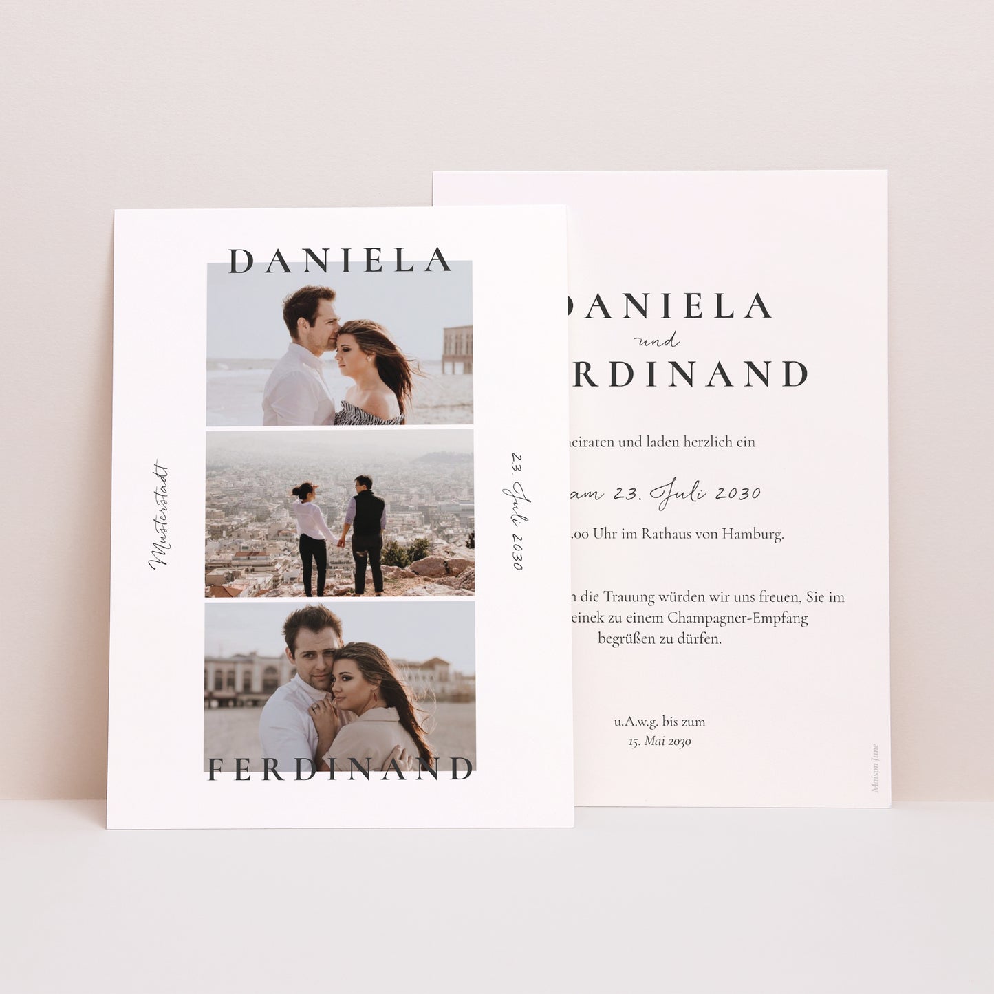 Hochzeitseinladung Trio & Typo foto N° 1